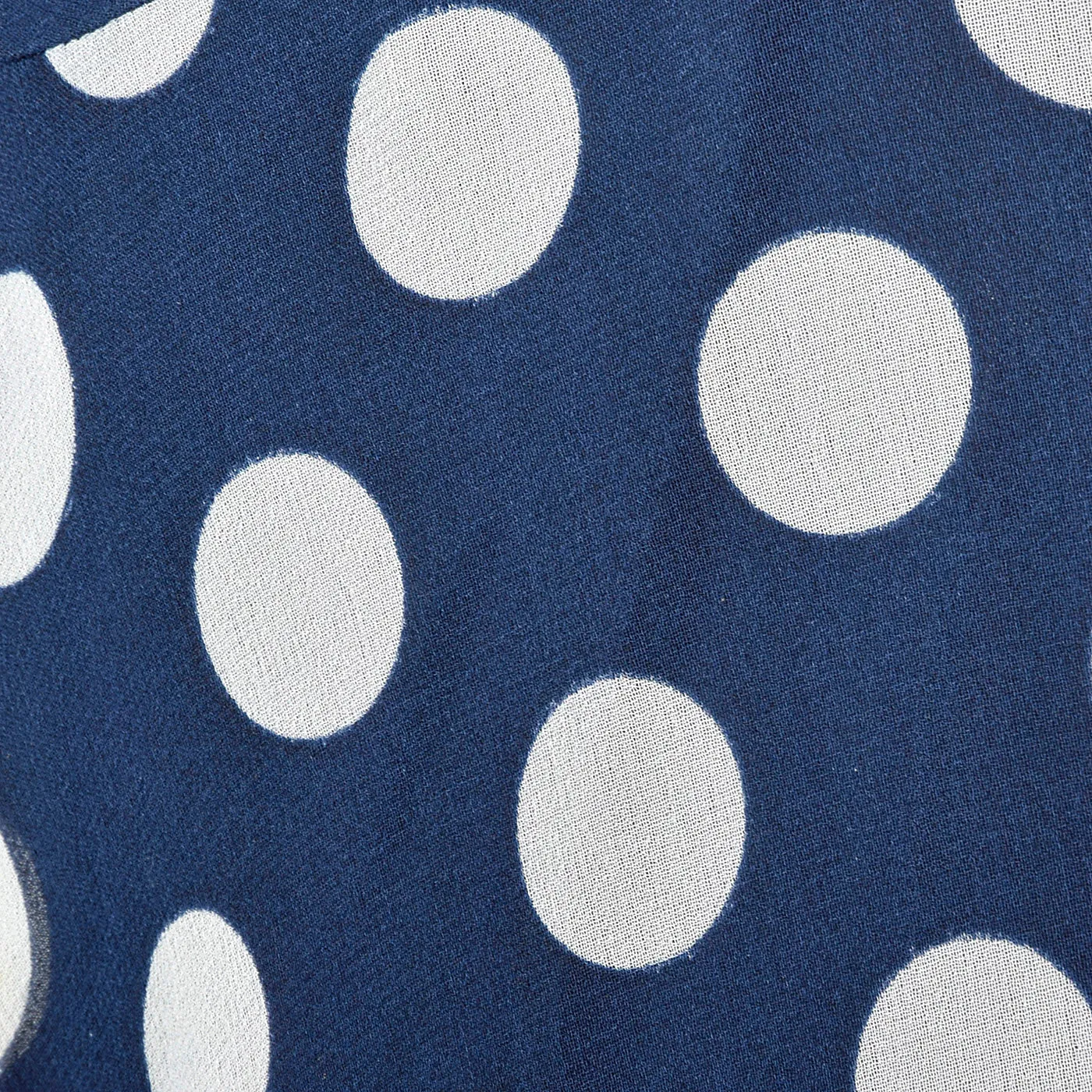 1970s Navy Dress with White Polka Dots