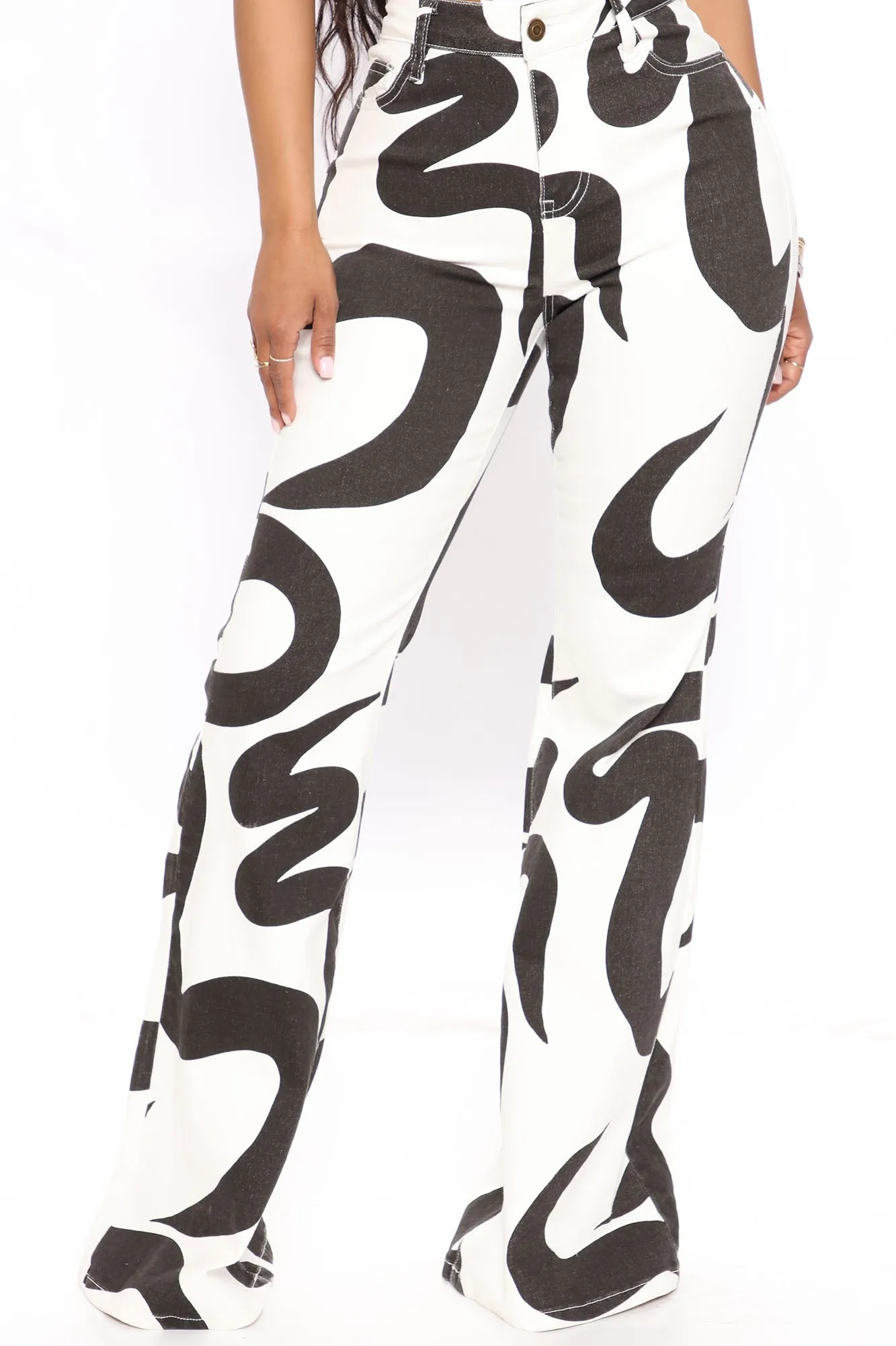 Act Natural Flare Jeans - Black/White
