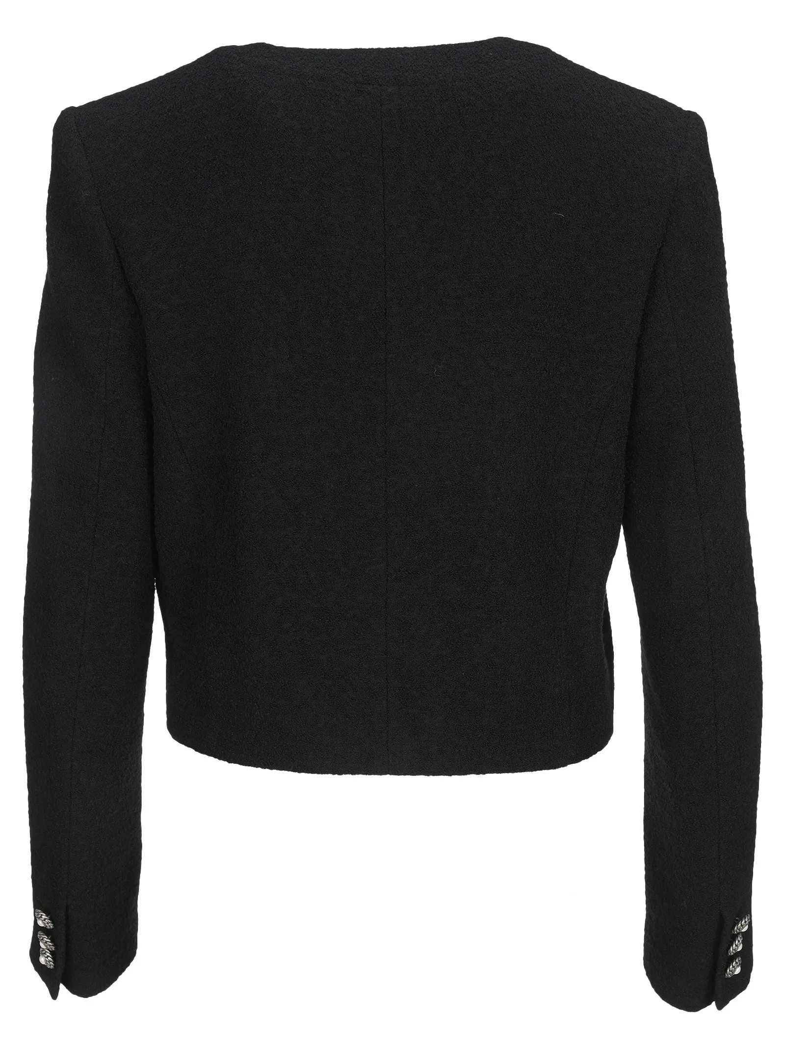 Alessandra Rich Button-Detailed Cropped Tweed Jacket