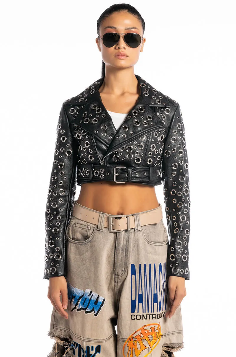 ALL ABOUT THE GROMMETS MOTO JACKET