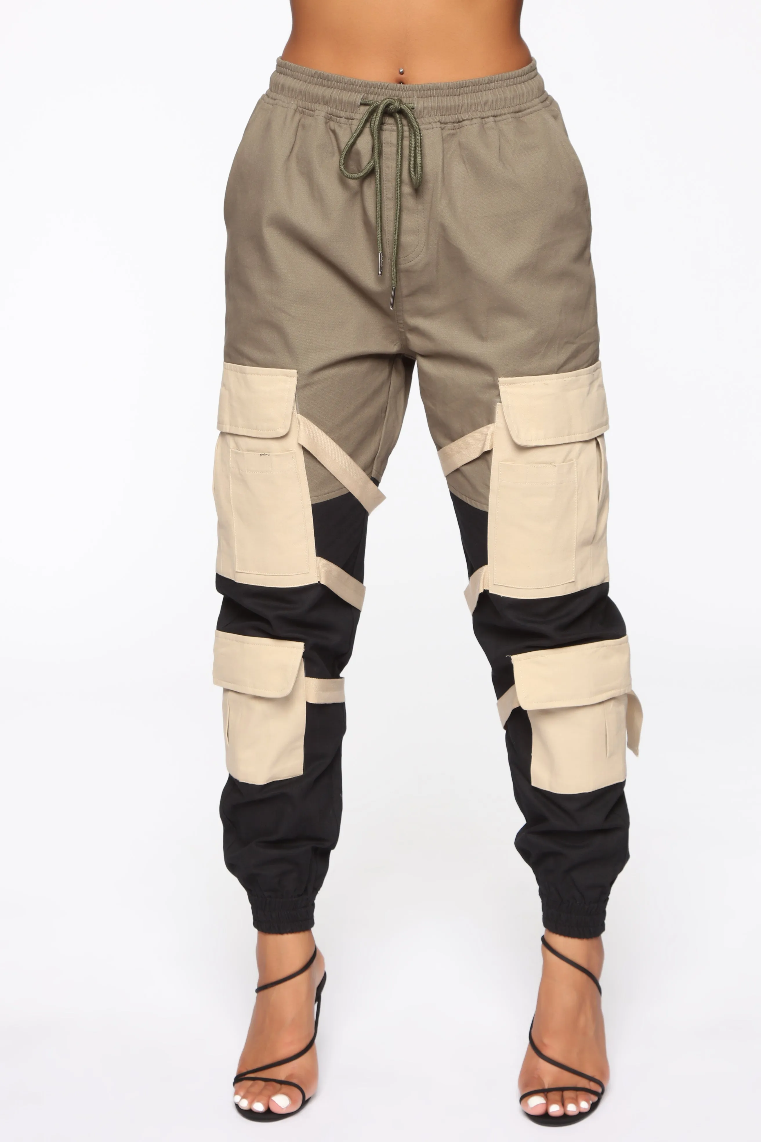 Block It Out Cargo Joggers - Olive/Combo