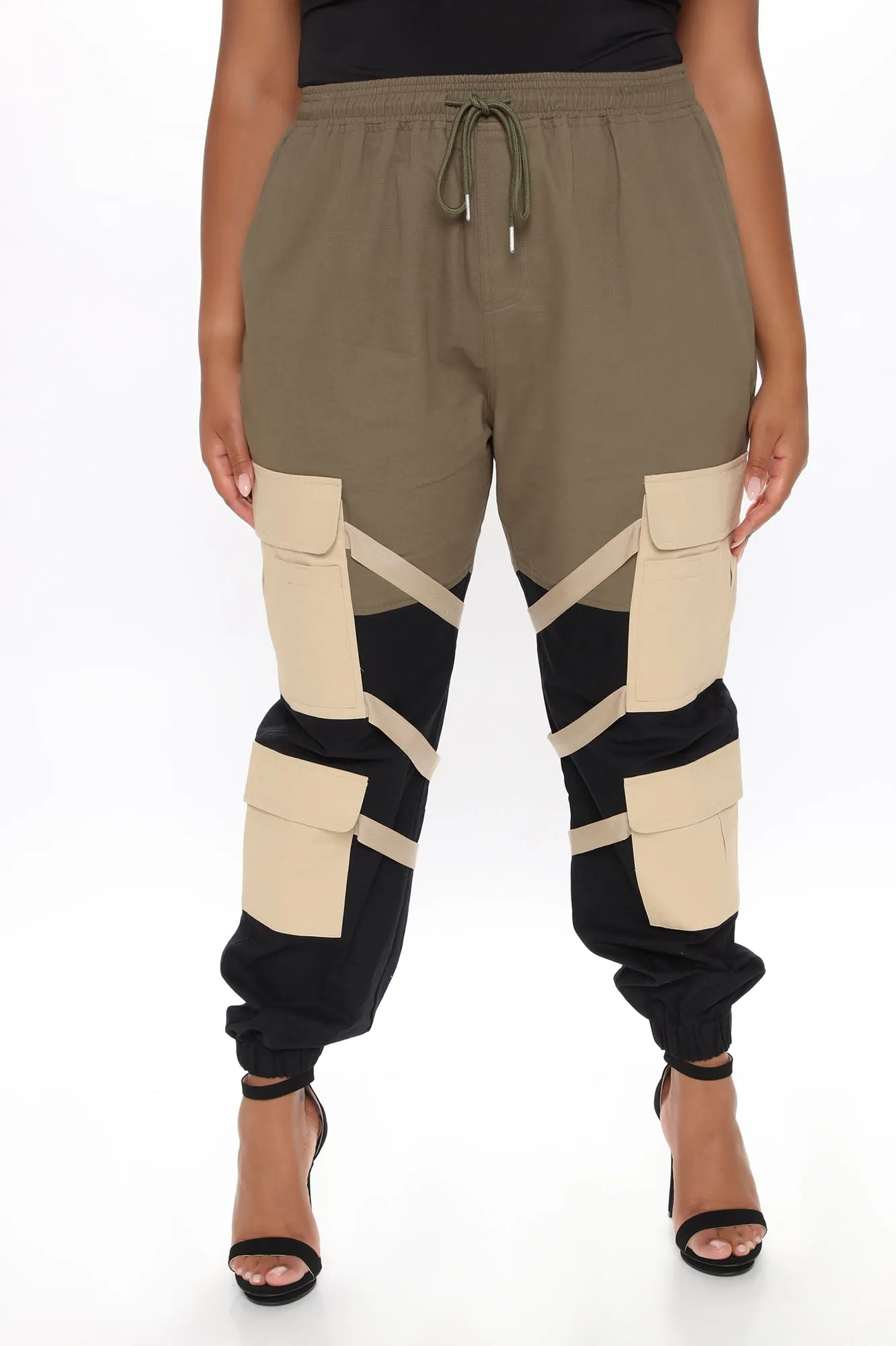 Block It Out Cargo Joggers - Olive/Combo