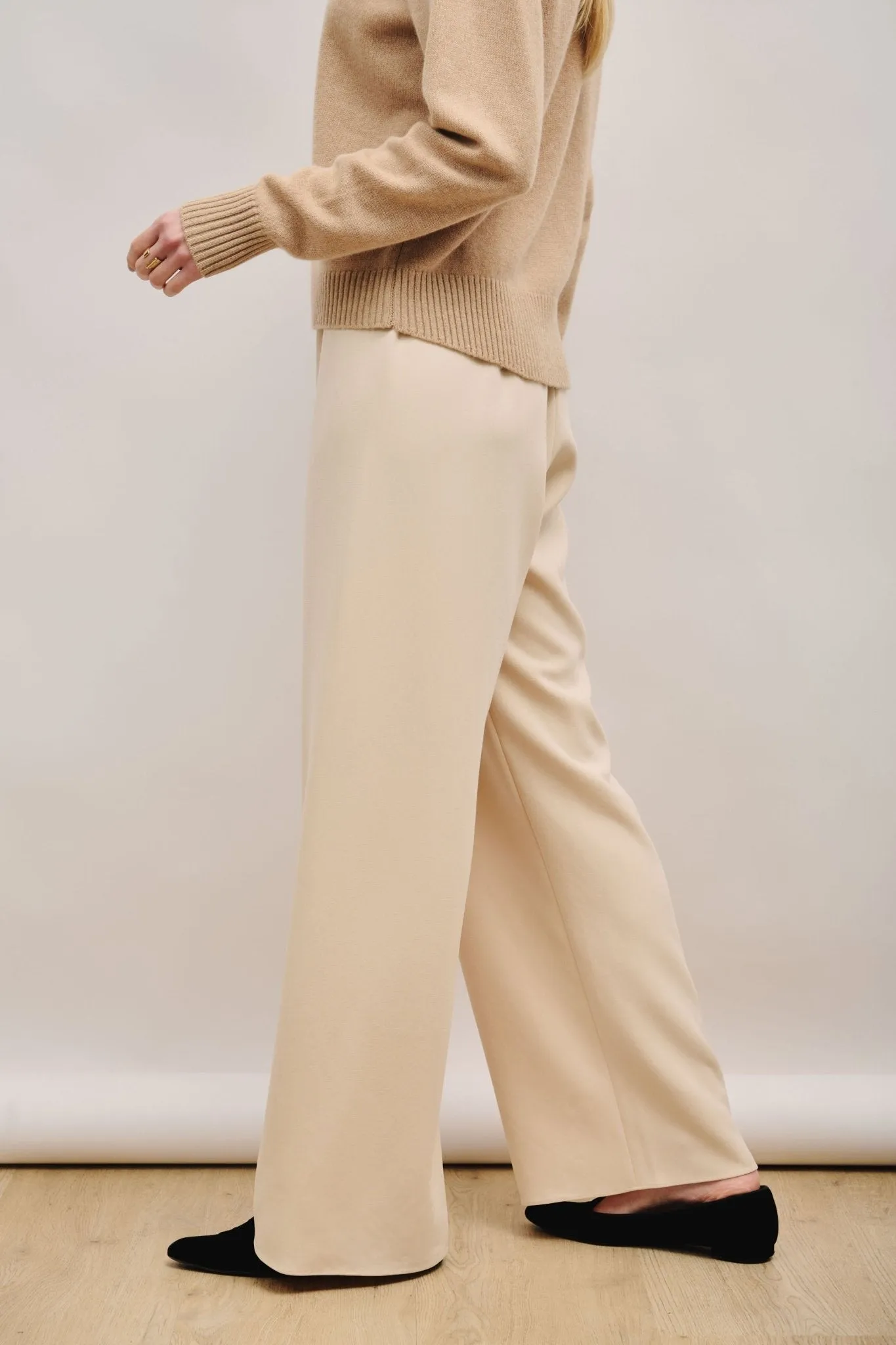 CADY wide-leg pants (Milk)