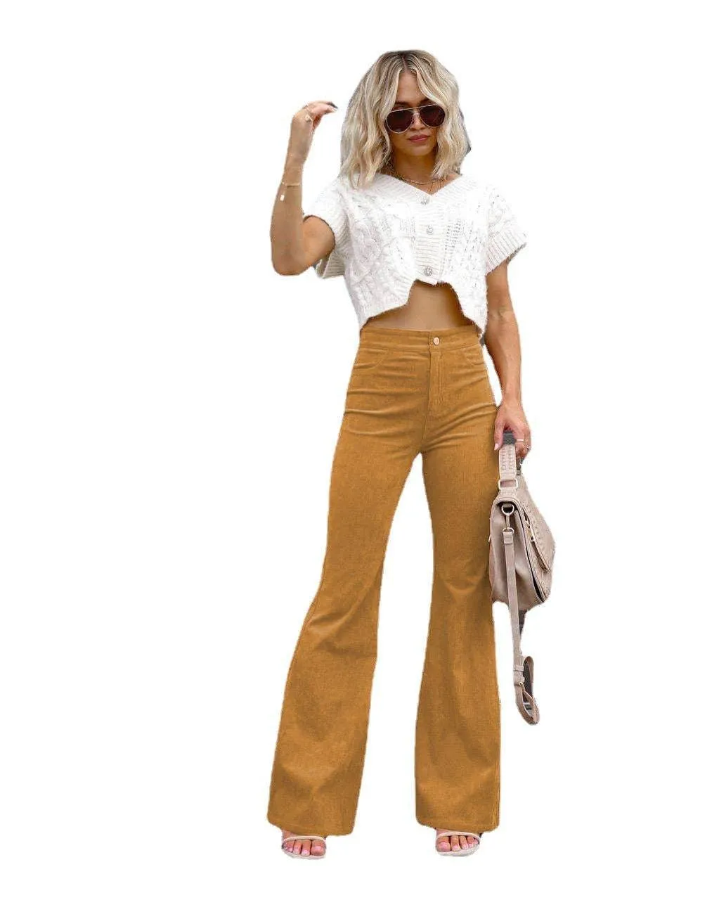 Casual Style Solid Color Ladies Daily Trousers 6143