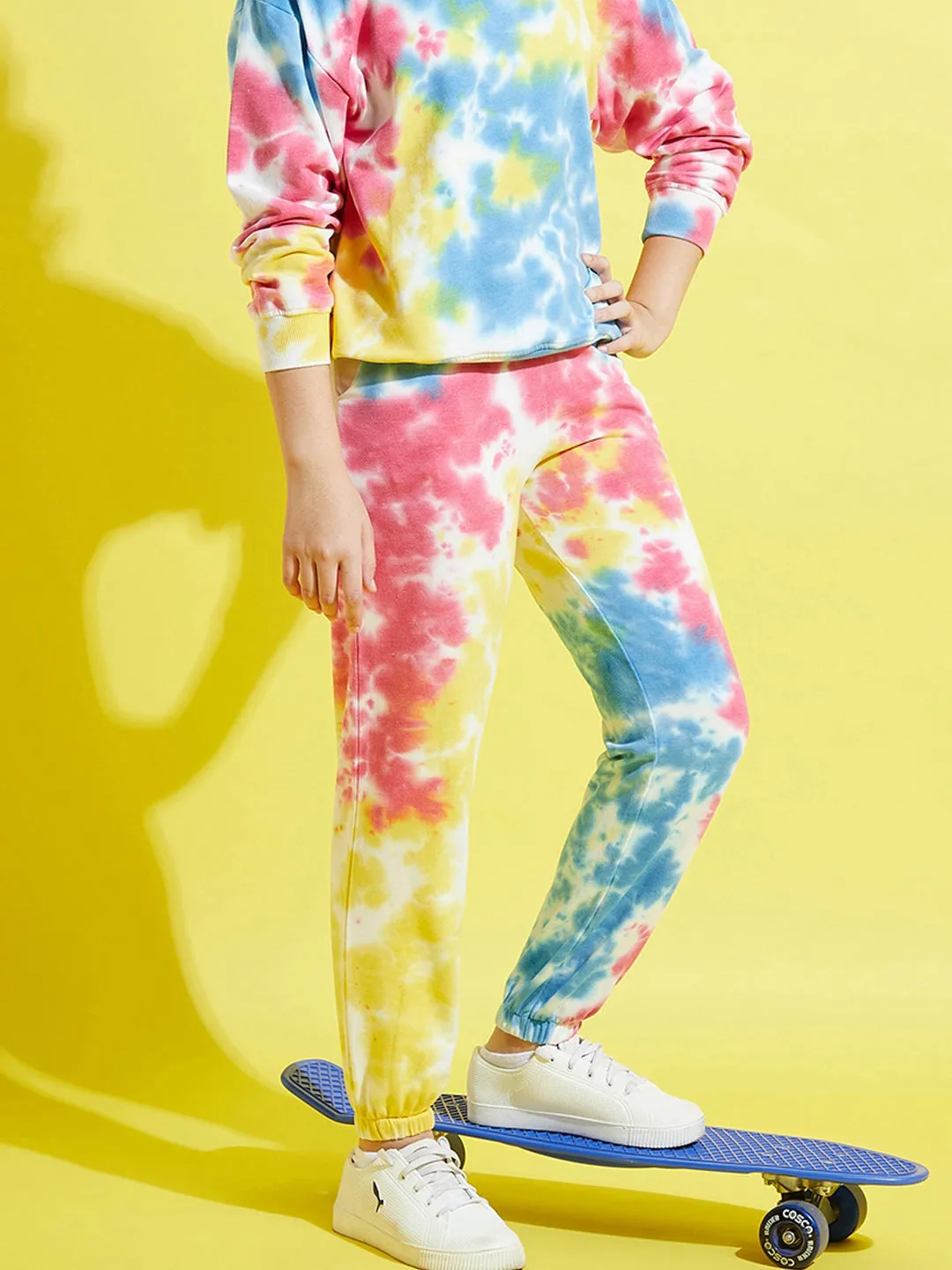 Girls Blue & Pink Terry Tie Dye Joggers - Lyush Kids
