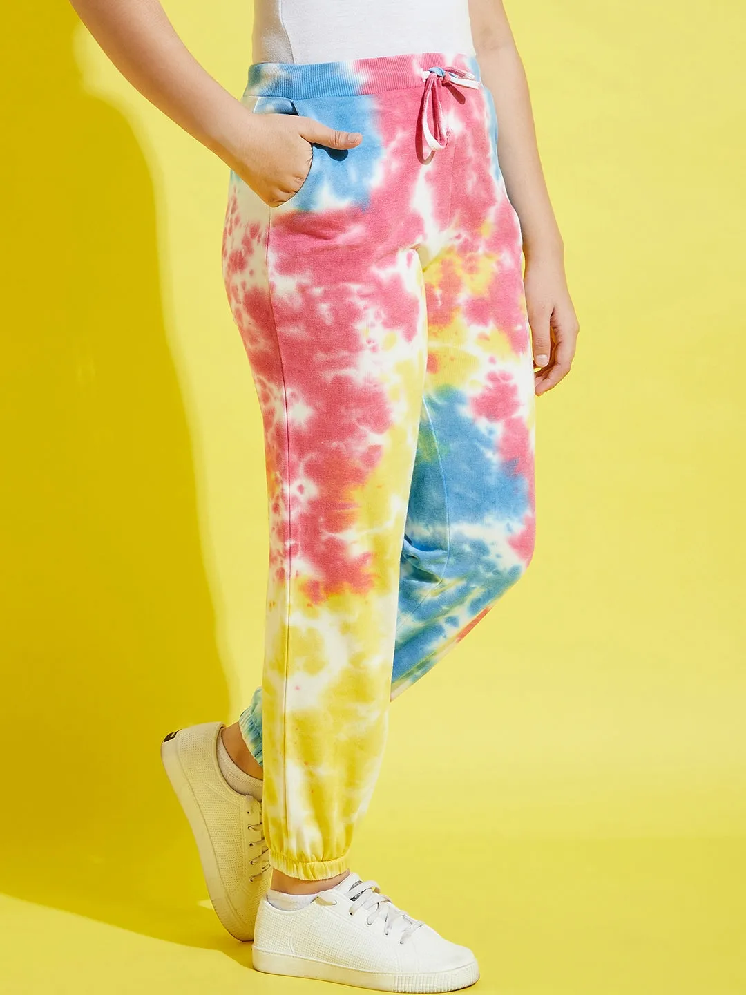 Girls Blue & Pink Terry Tie Dye Joggers - Lyush Kids