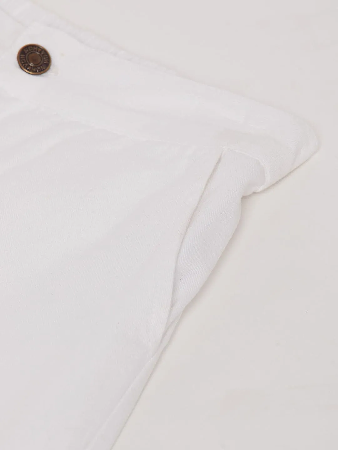 Girls White Pull Hem Twill Joggers