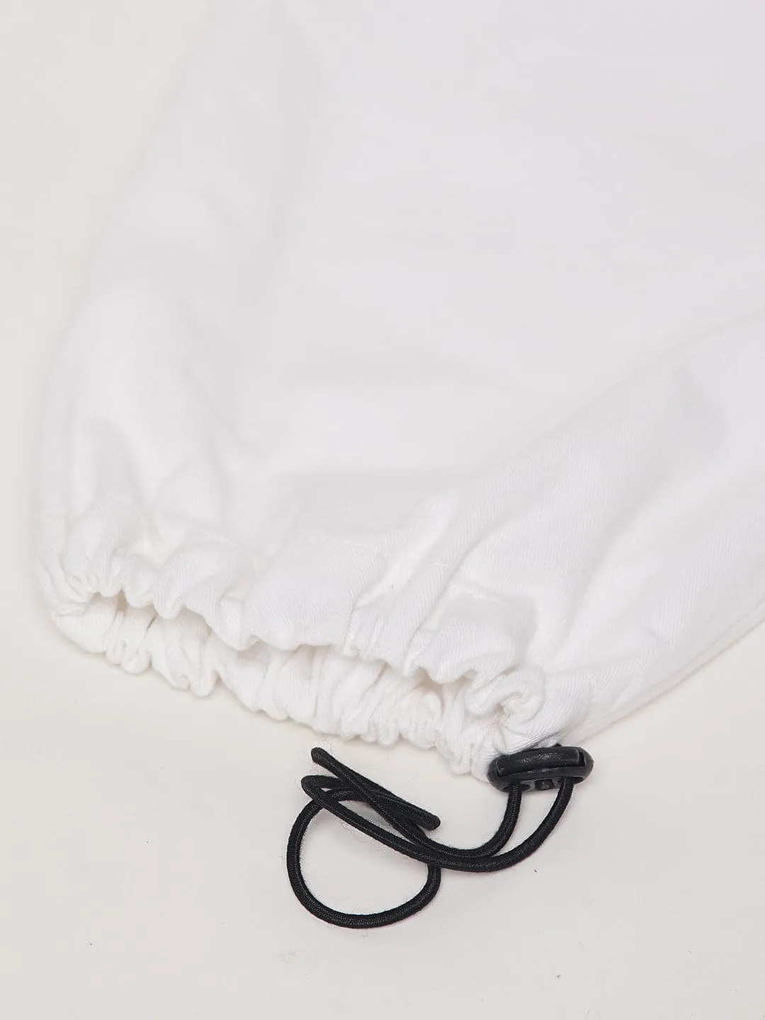 Girls White Pull Hem Twill Joggers