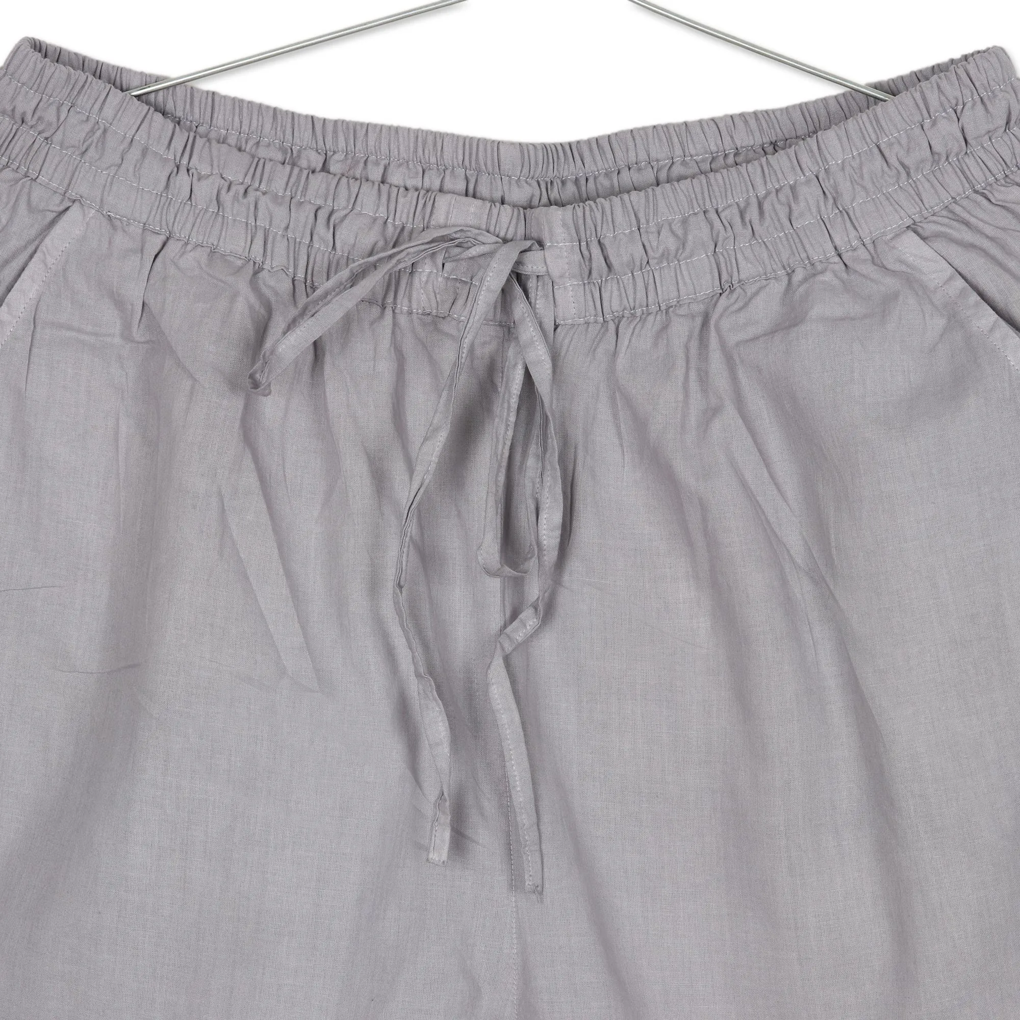 Grey Indian Cotton Cropped Pants with Embroidered Detail - Paisley Greys | NOVICA