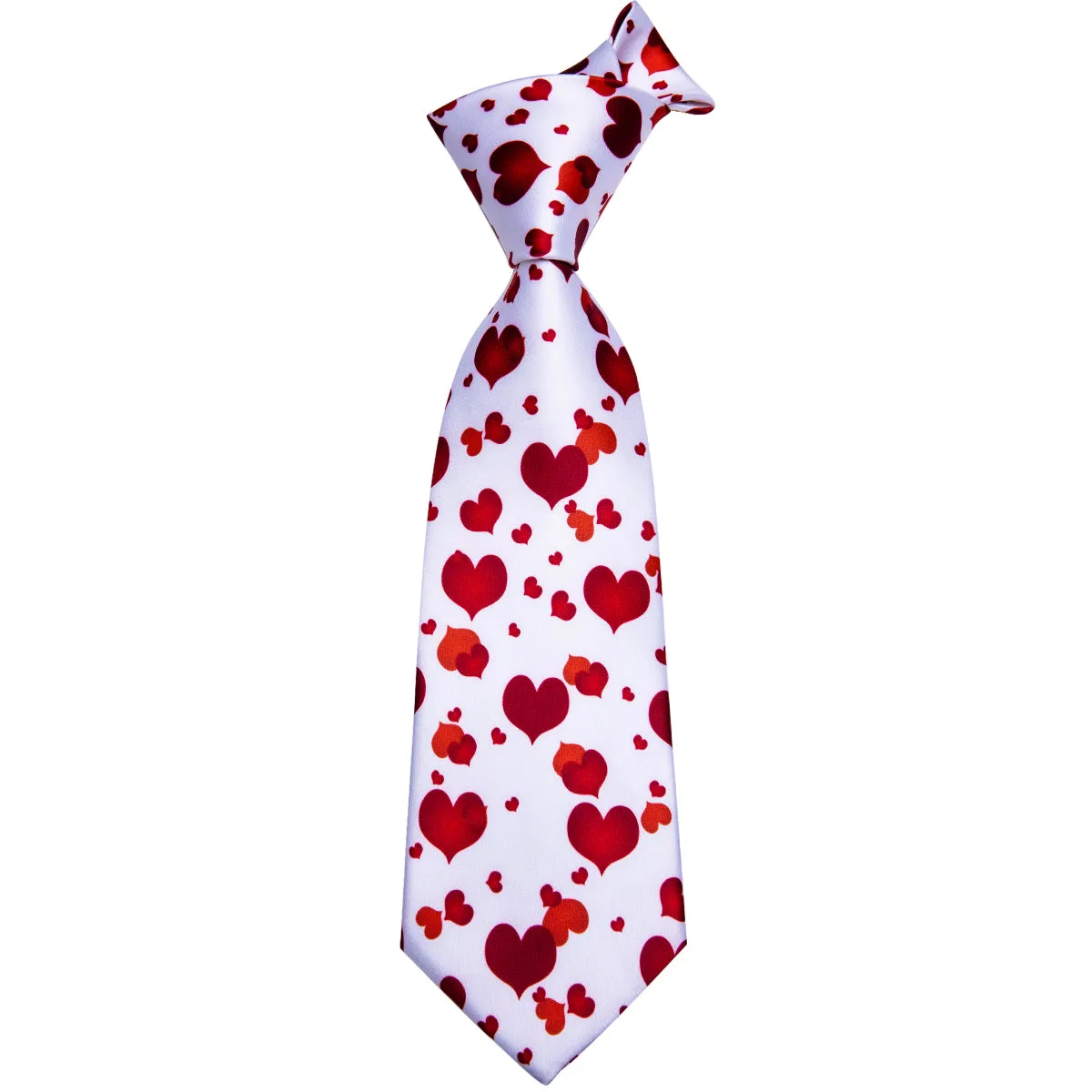 Hi-Tie Neckties Lovely Heart Novelty Tie Pocket Square Cufflinks Set