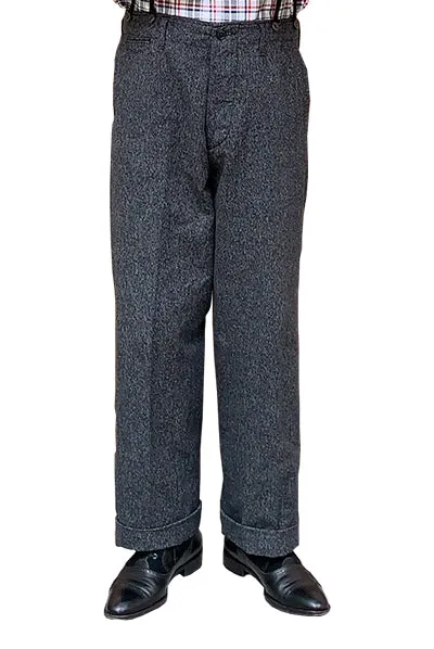 High Back Black Chambray Work Trousers