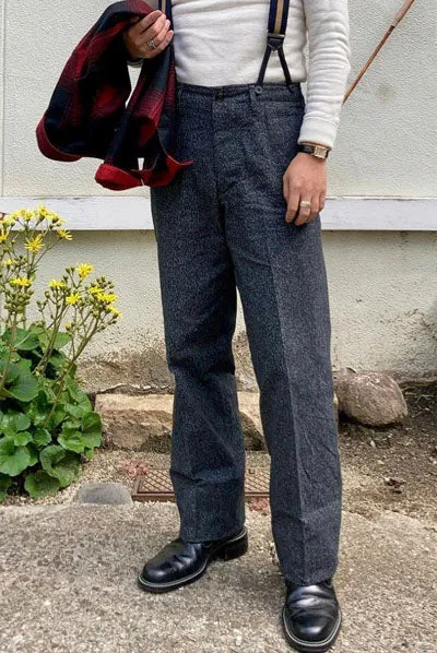 High Back Black Chambray Work Trousers