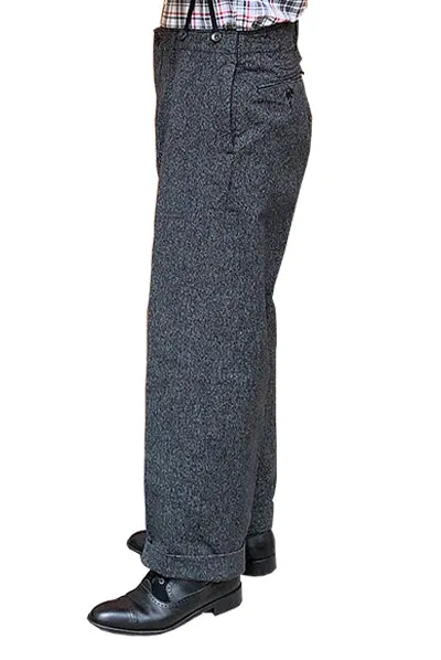 High Back Black Chambray Work Trousers