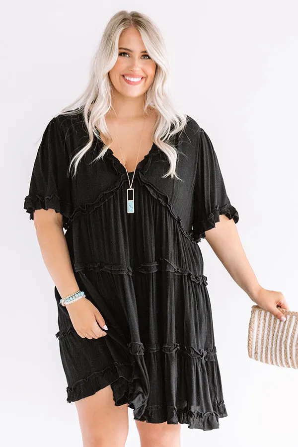 High Spirited Babydoll Dress In Black Curves