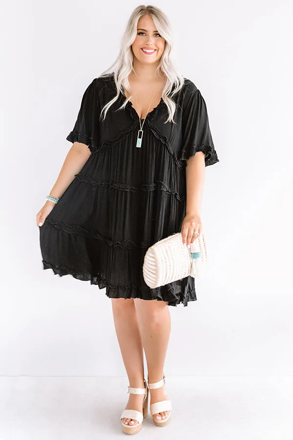 High Spirited Babydoll Dress In Black Curves