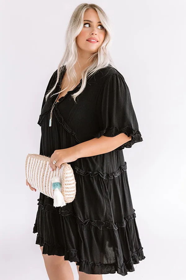 High Spirited Babydoll Dress In Black Curves