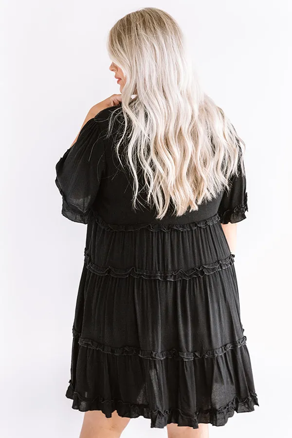 High Spirited Babydoll Dress In Black Curves