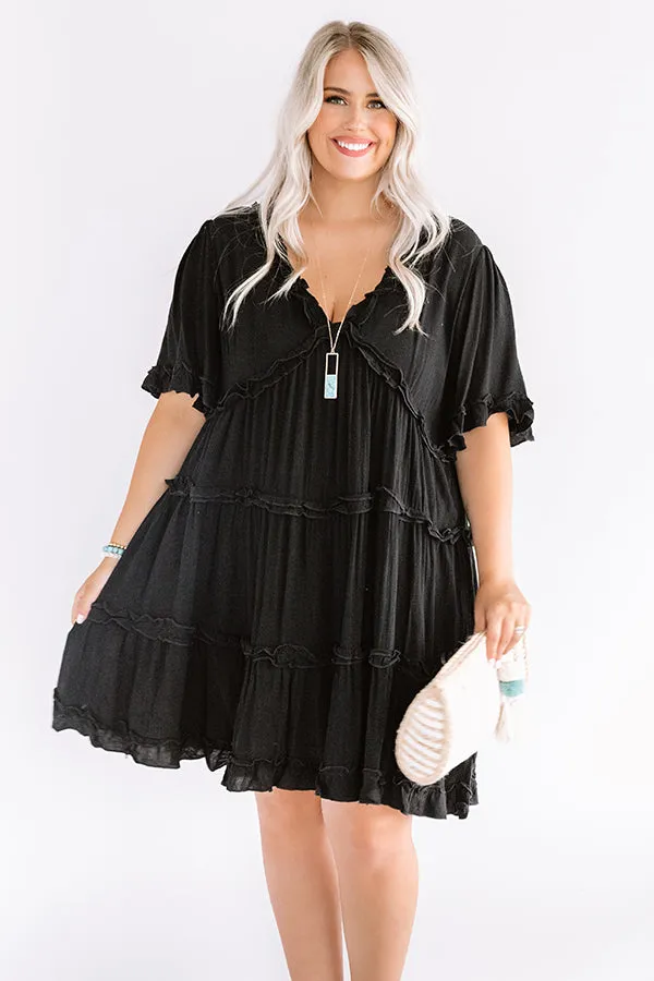 High Spirited Babydoll Dress In Black Curves