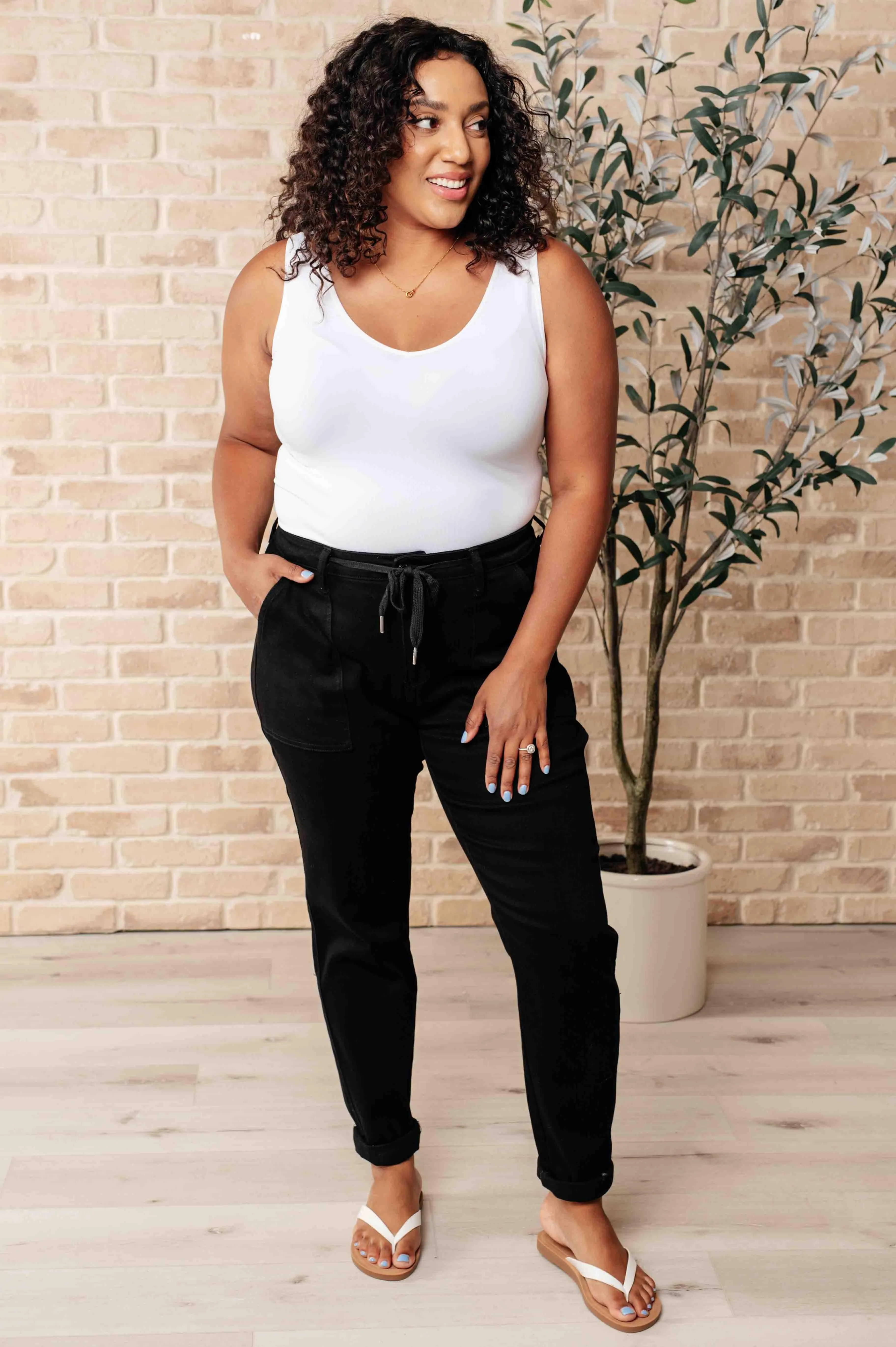Judy Blue Black Double Cuff Joggers