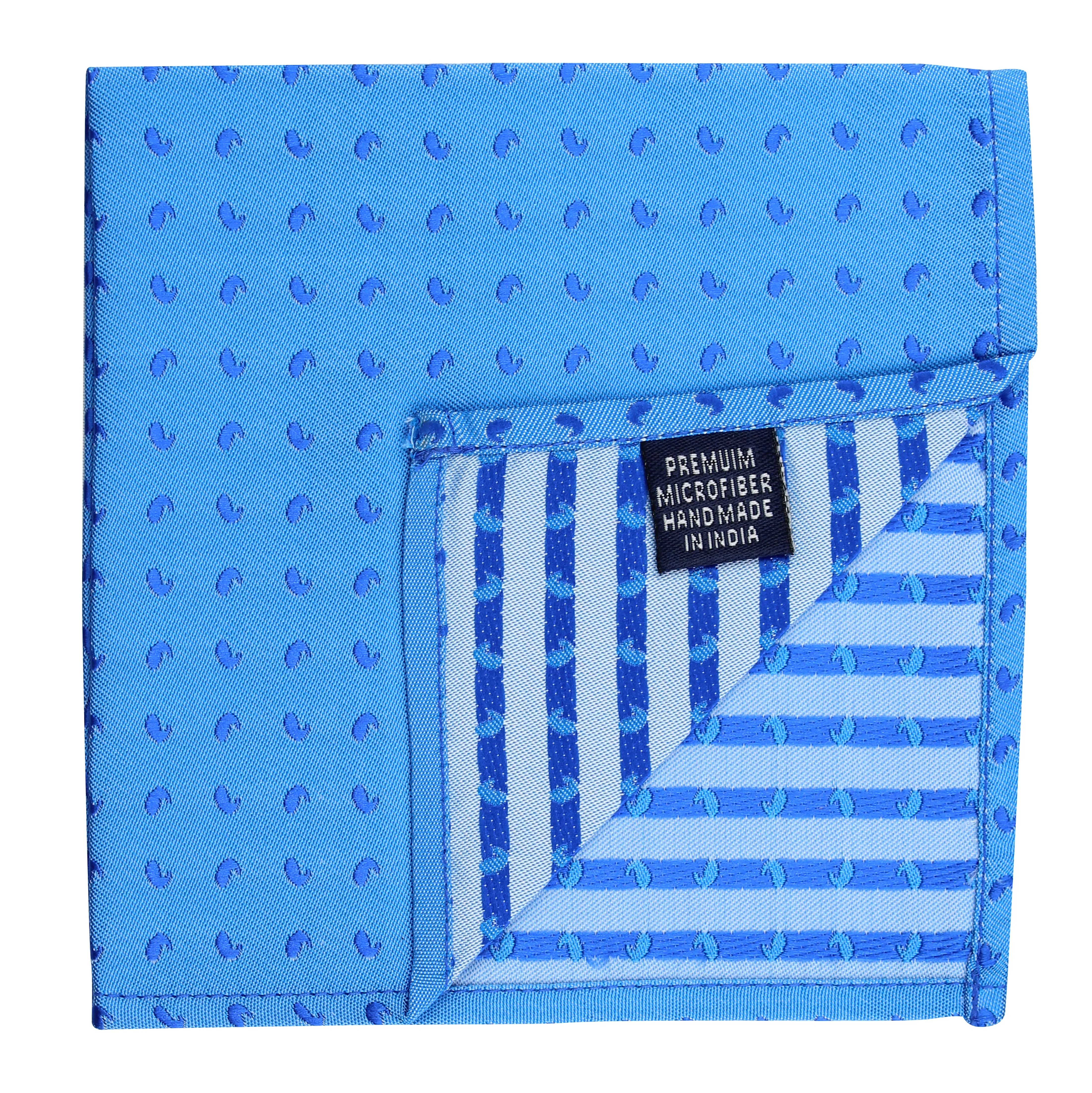 Kovove Blue Abstract Pocket Square For Men