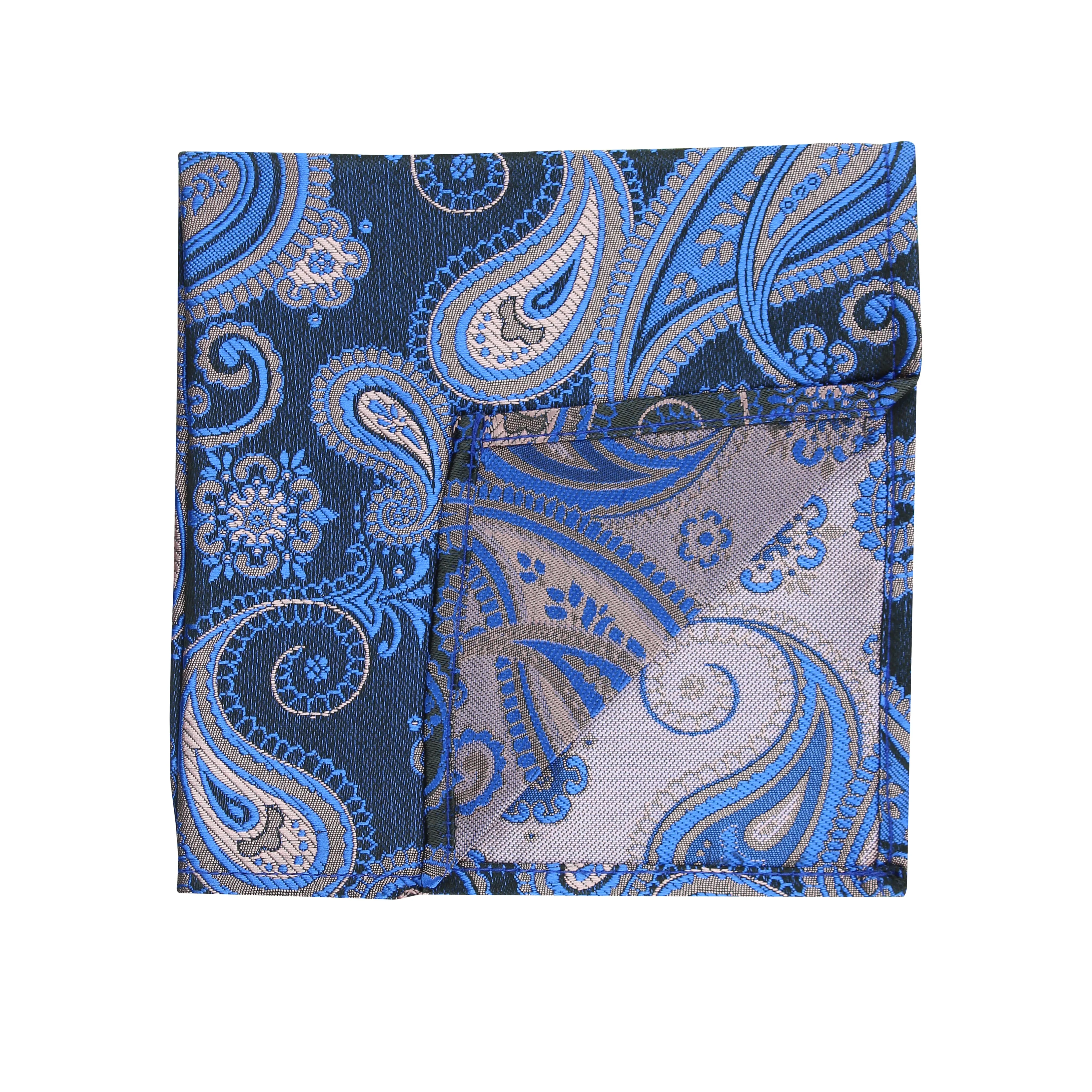 Kovove Blue Paisley Pocket Square For Men