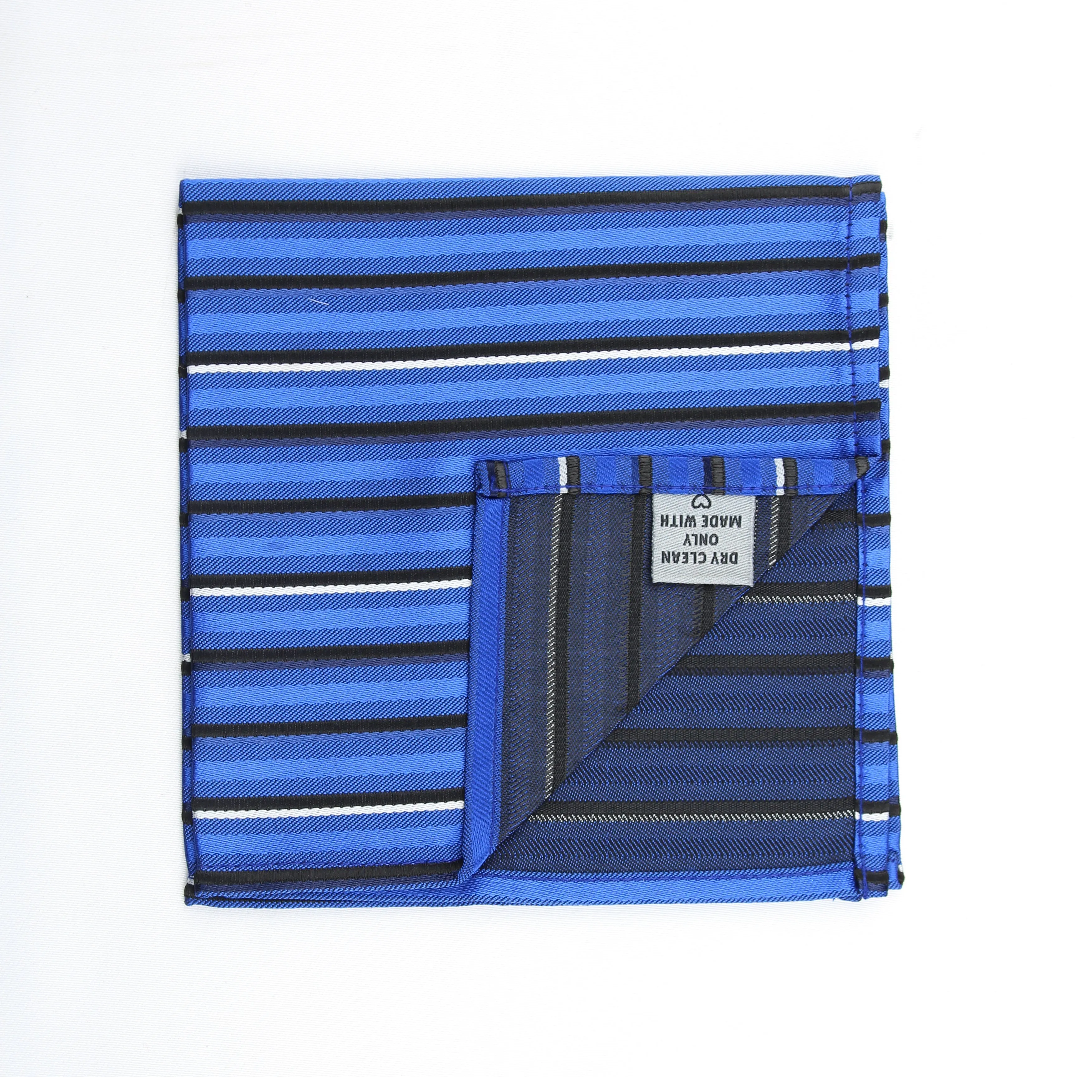 Kovove Blue Striped Pocket Square For Men