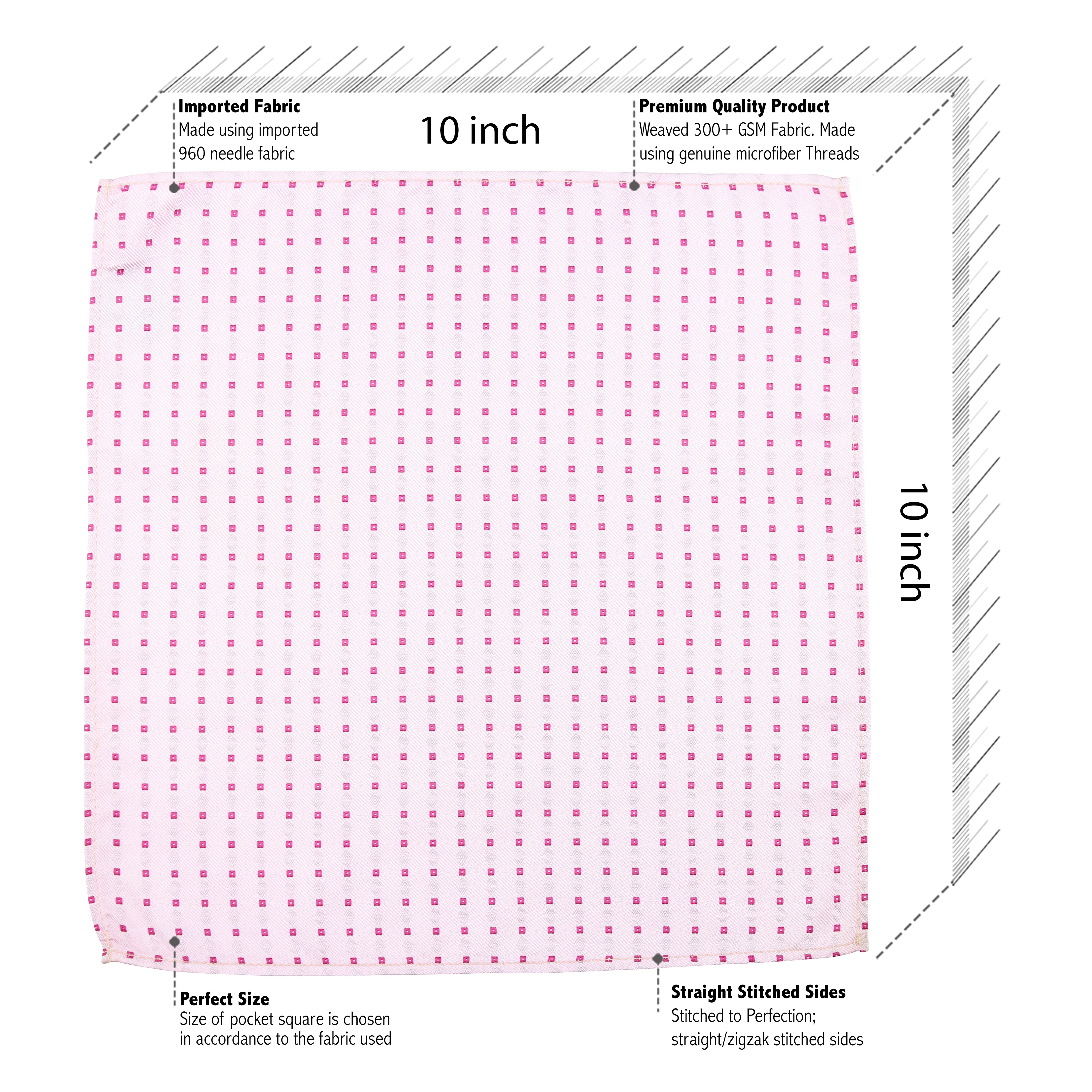 Kovove Elegant Pink Checkered Pocket Square For Men