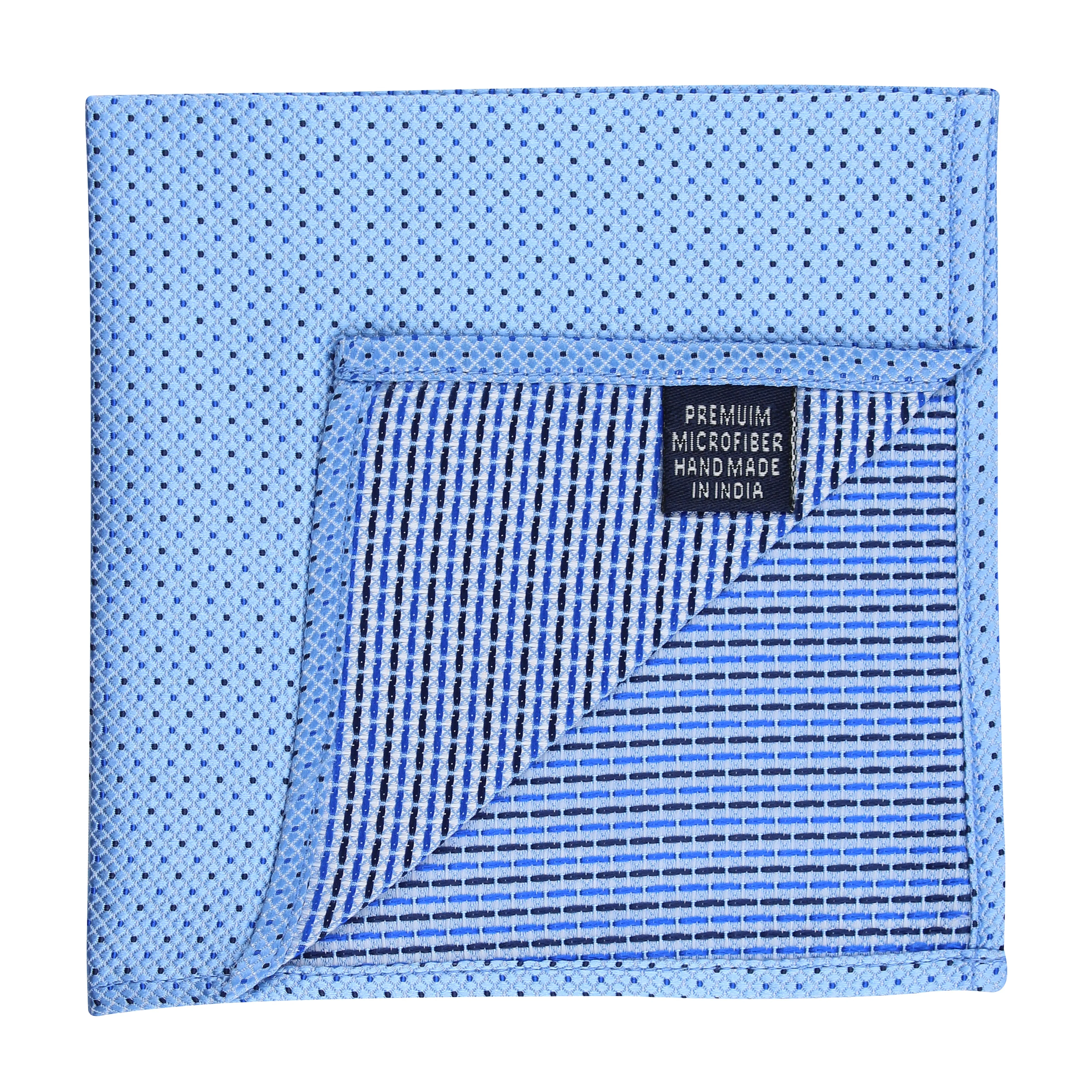 Kovove Graceful Cyan Polka Dot Pocket Square For Men