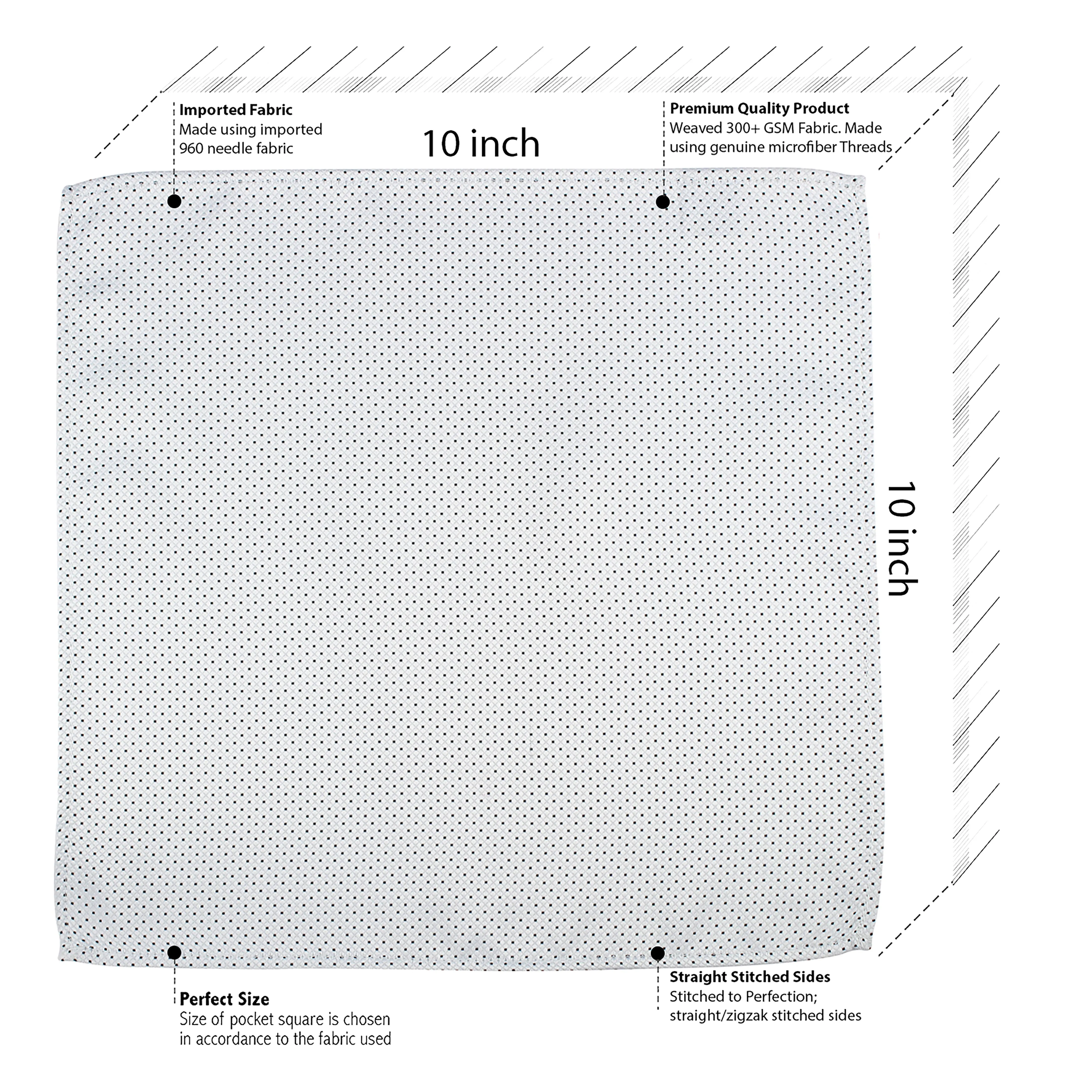 Kovove Graceful White Polka Dot Pocket Square For Men