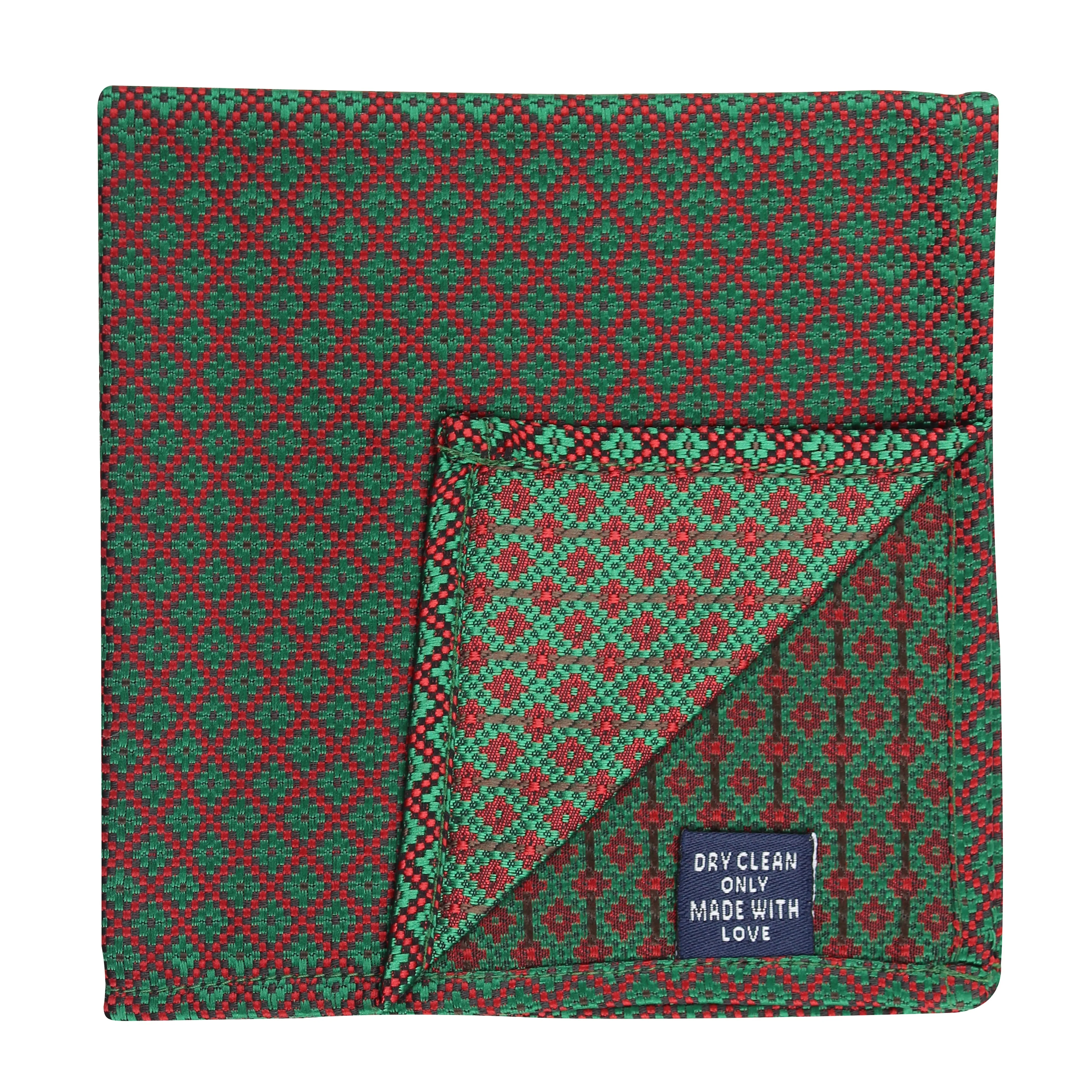 Kovove Green Checkered Pocket Square For Men