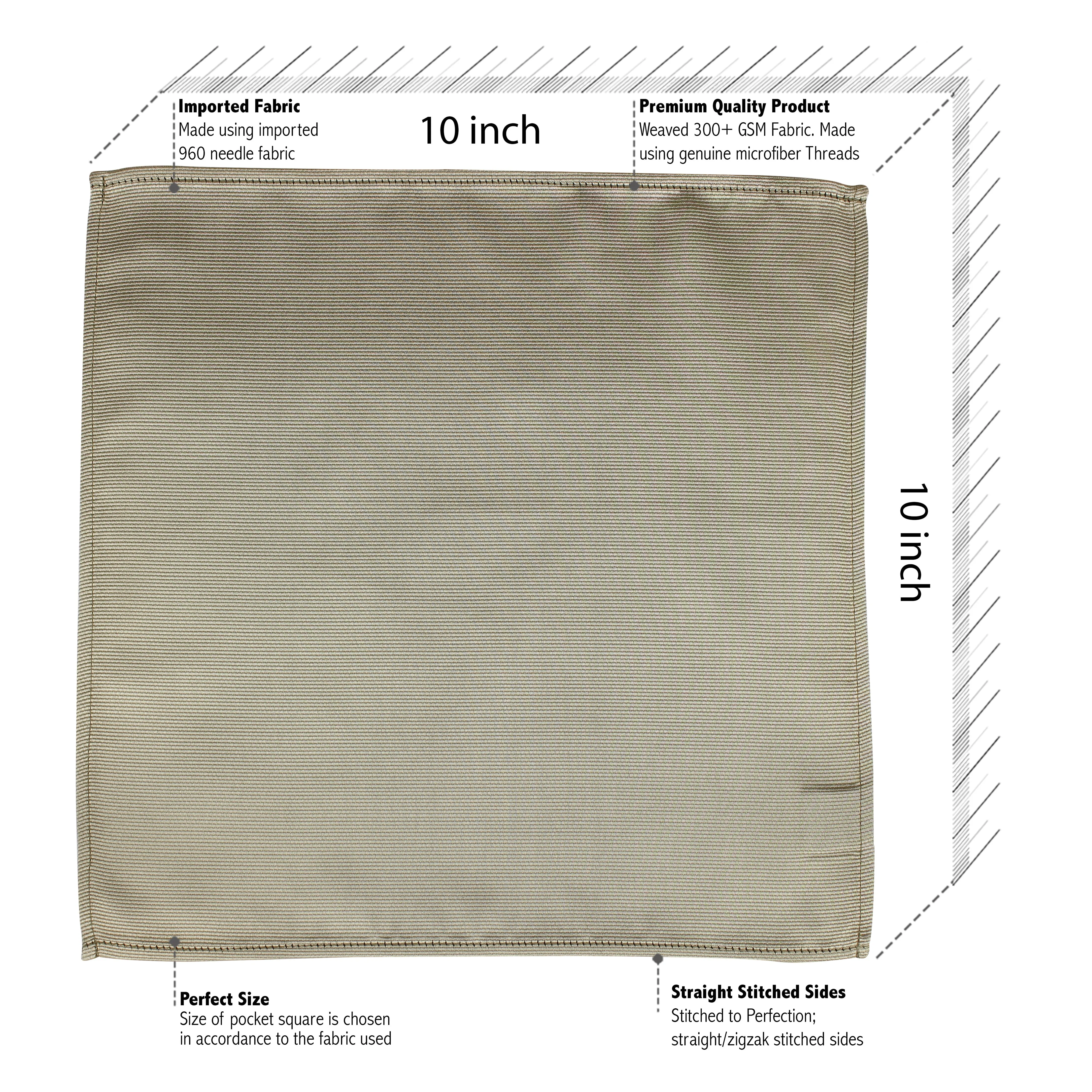 Kovove Grey Solid Pocket Square For Men