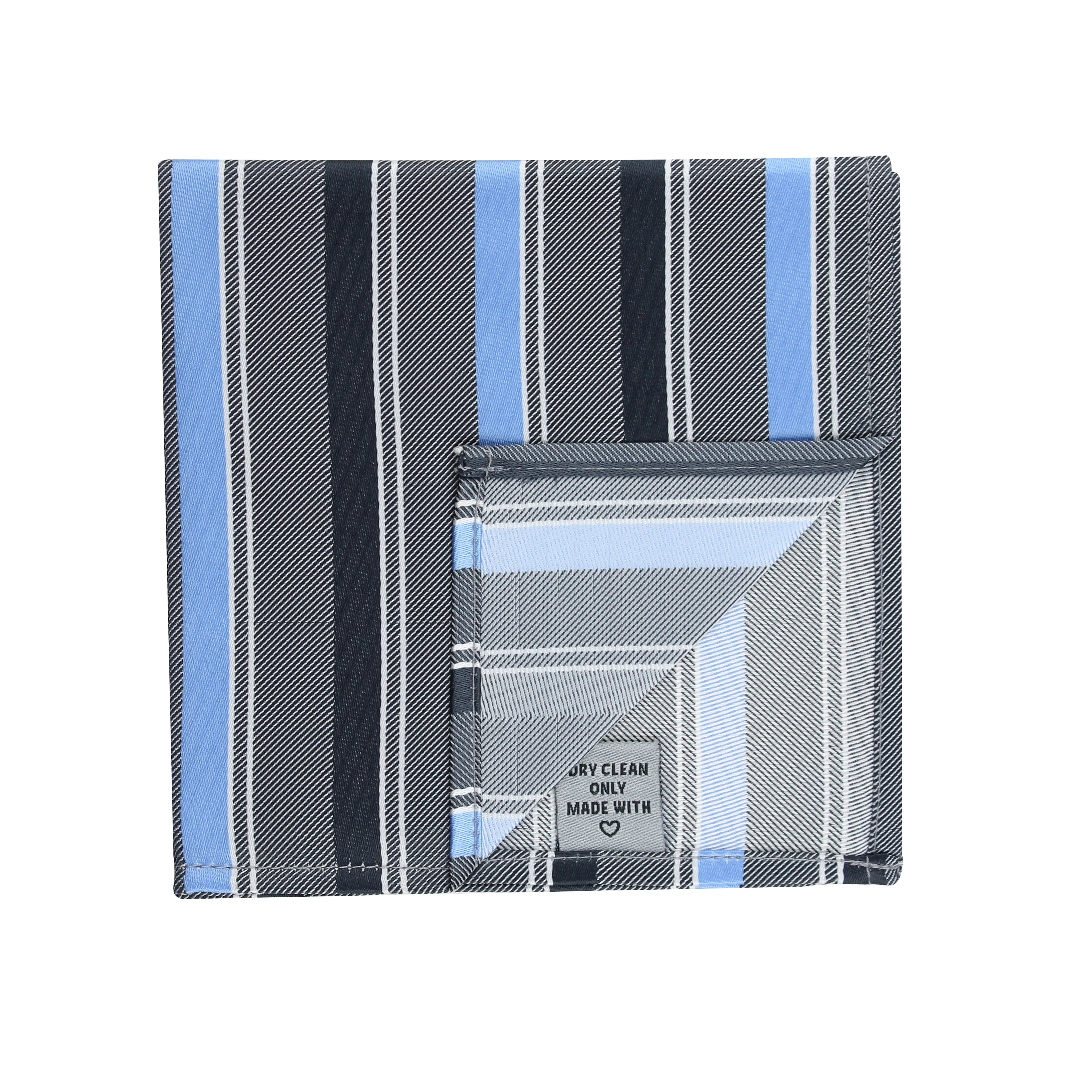 Kovove Grey Striped Pocket Square For Men