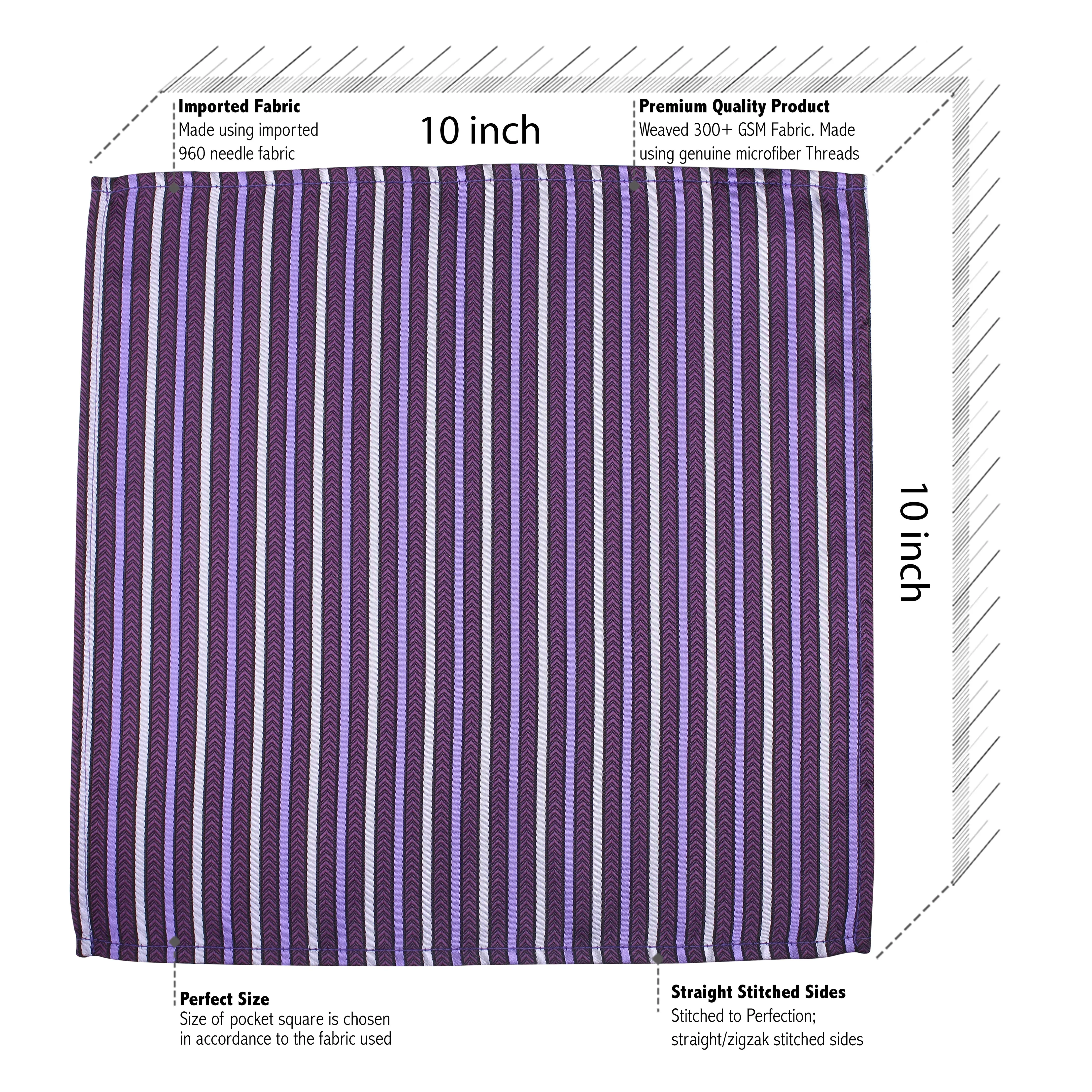 Kovove Purple Striped Pocket Square For Men