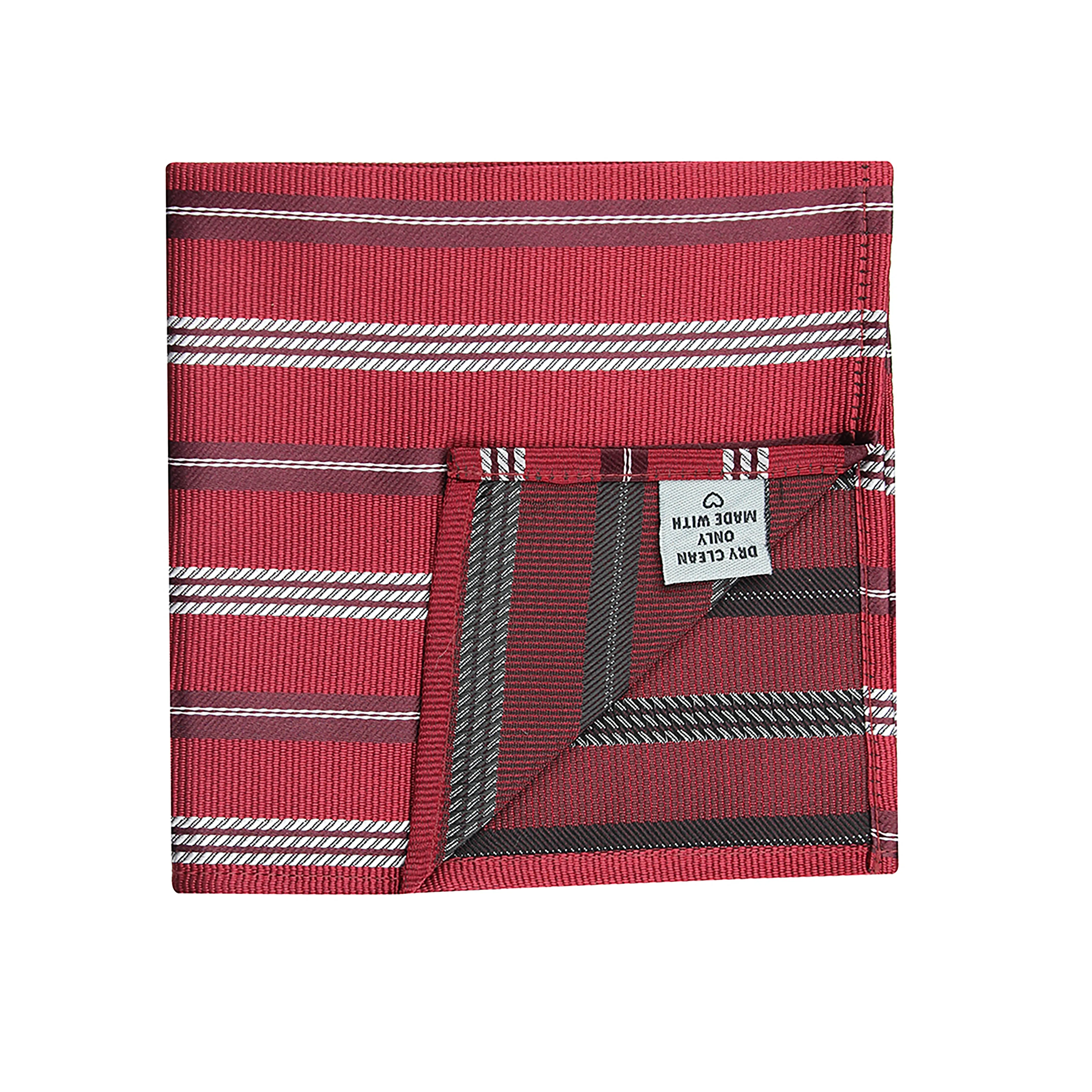 Kovove Red Striped Pocket Square For Men