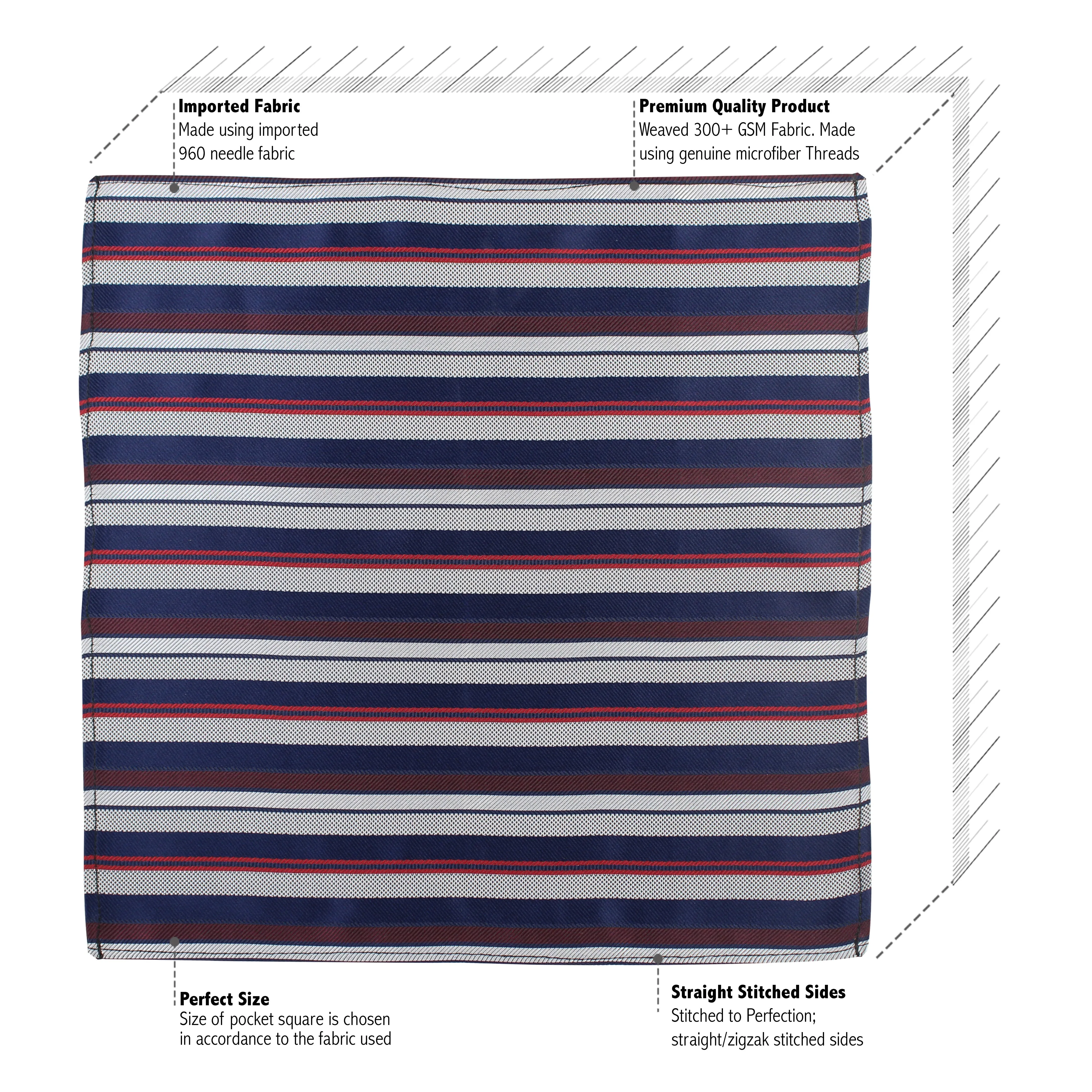 Kovove The Classy Striped Blue Pocket Square