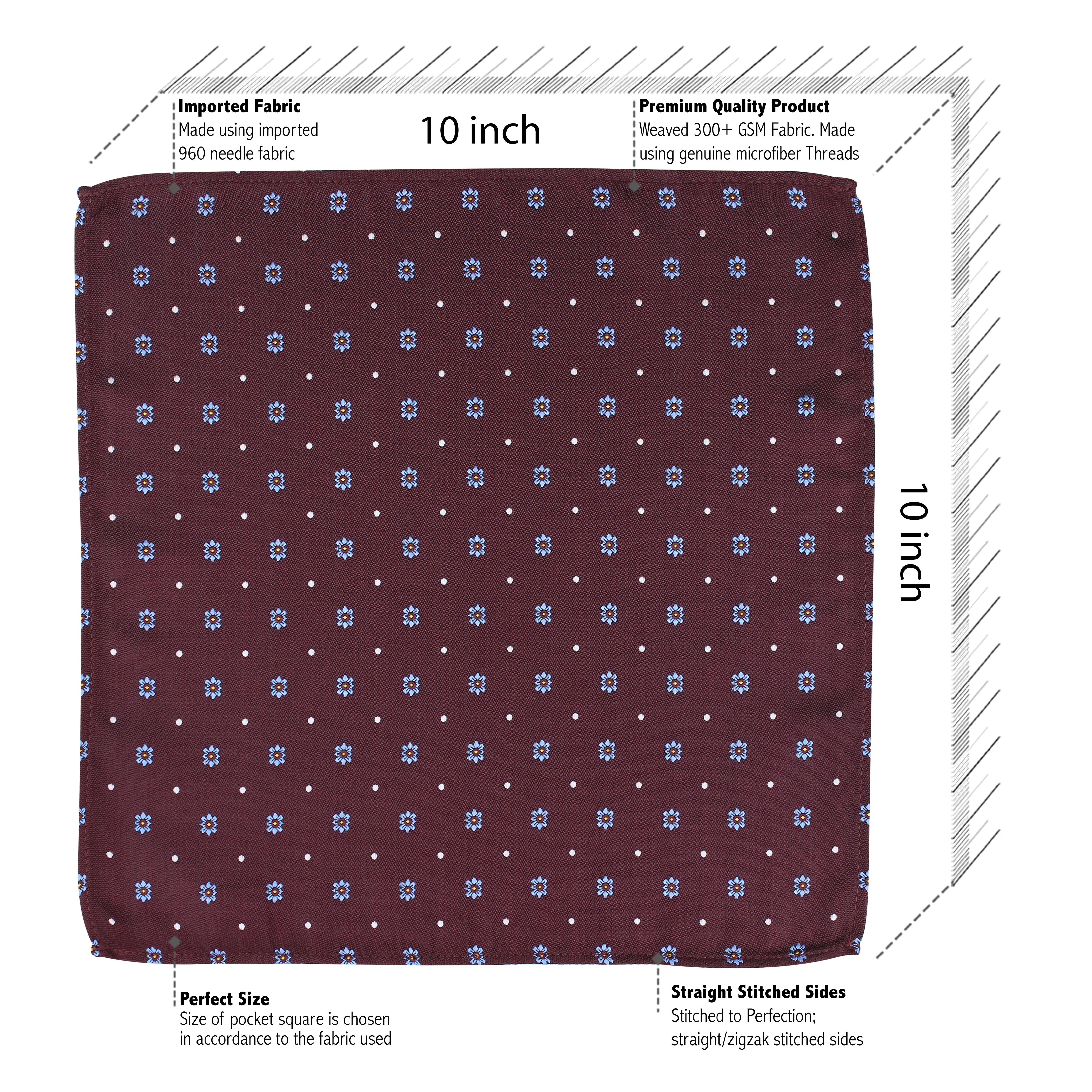 Kovove The Floral Polka Fusion Maroon Pocket Square For Men