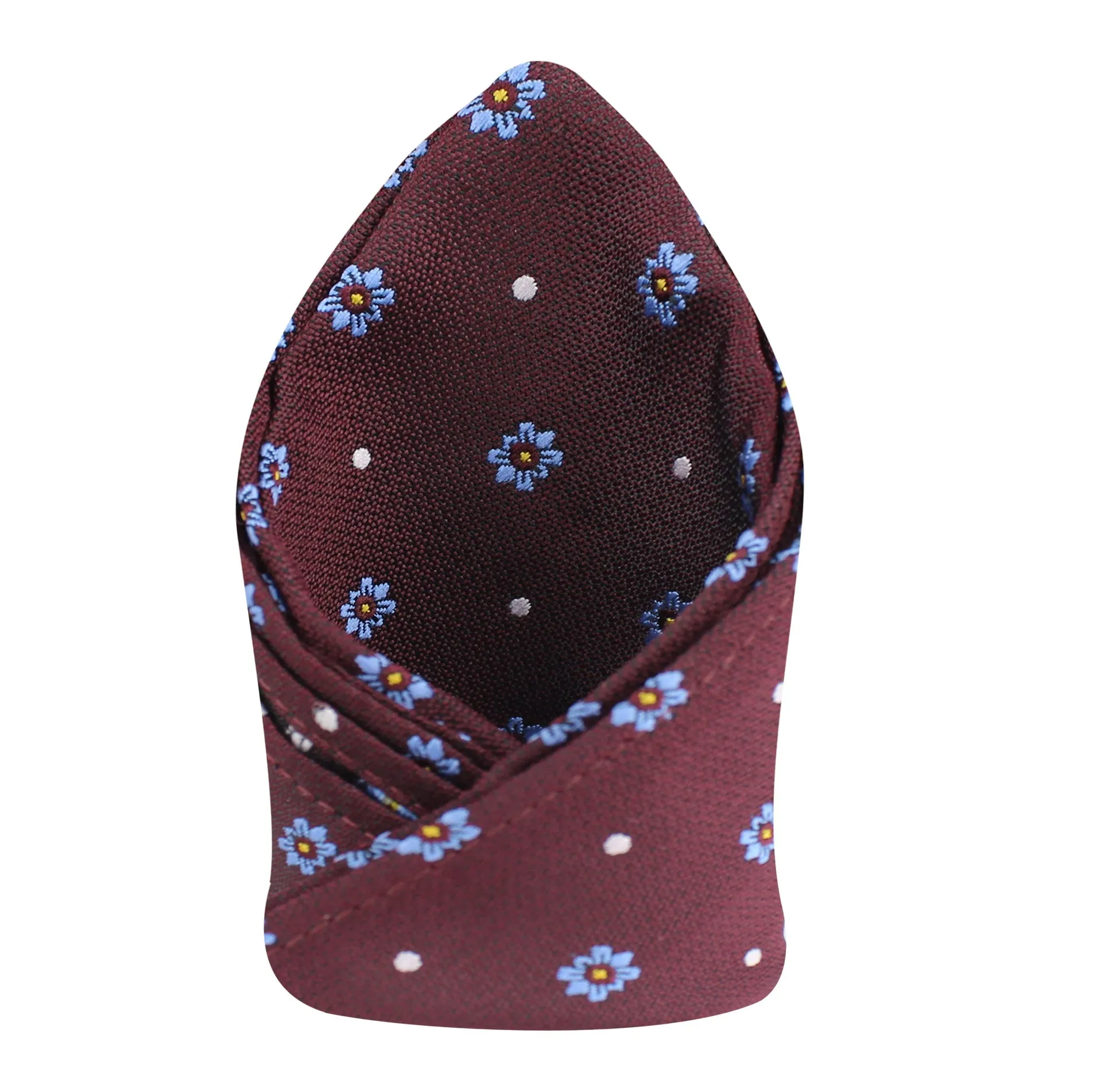 Kovove The Floral Polka Fusion Maroon Pocket Square For Men