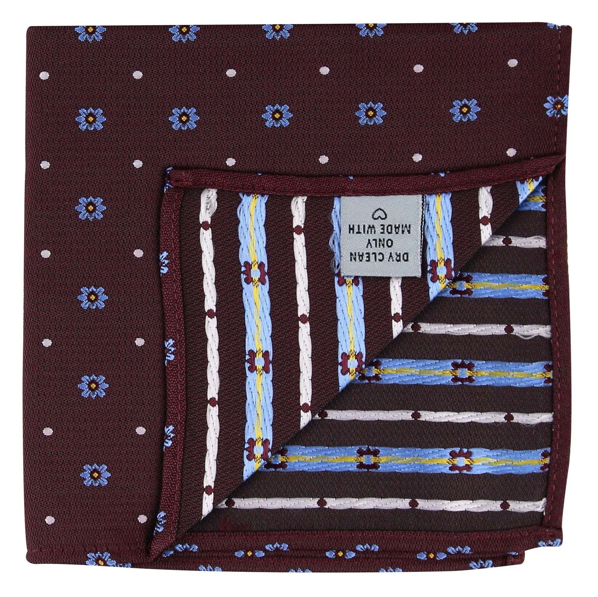 Kovove The Floral Polka Fusion Maroon Pocket Square For Men