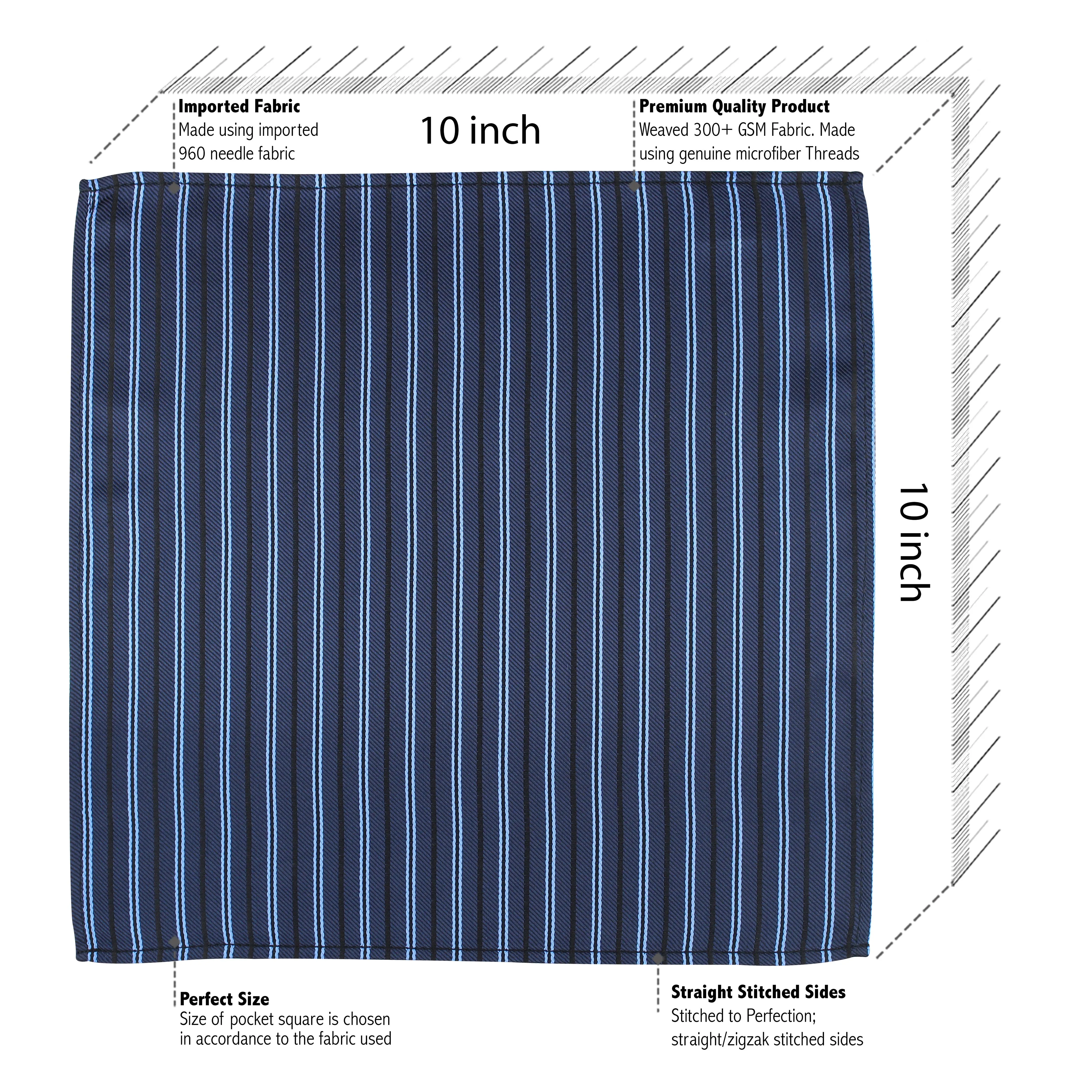 Kovove The Striped Treat Blue Pocket Square For Men
