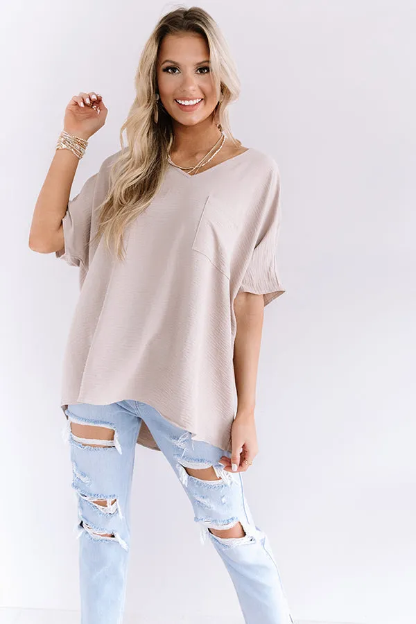 L.A. Lifestyle Shift Top In Warm Taupe