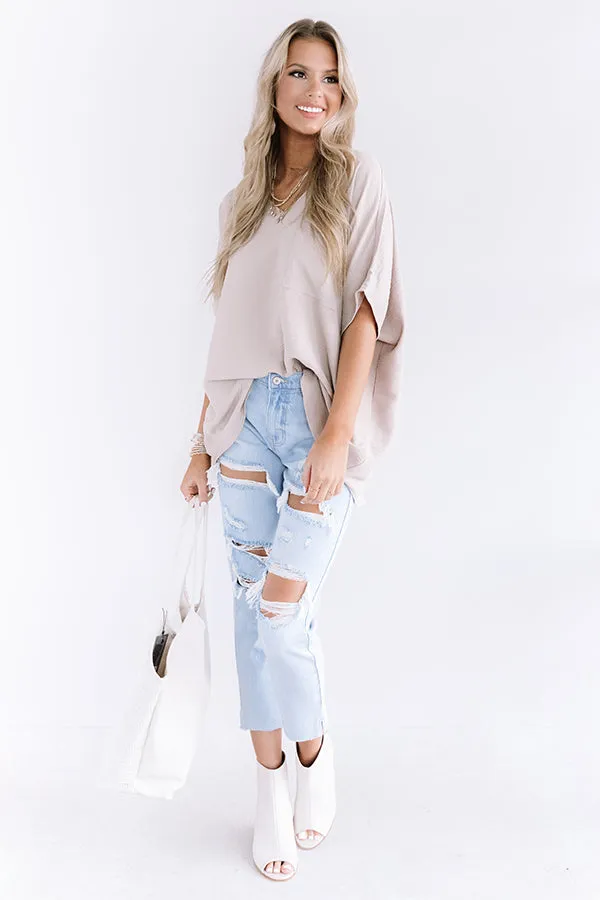 L.A. Lifestyle Shift Top In Warm Taupe