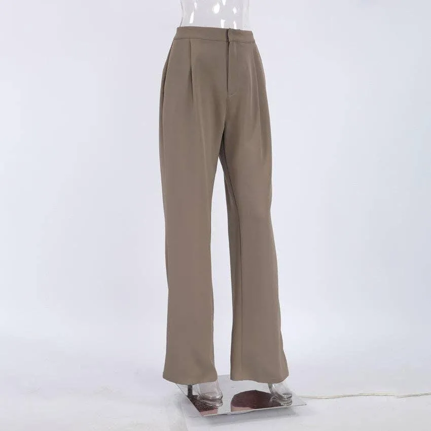 Ladies Stright Leg Pleated Loose Pants C-K6028