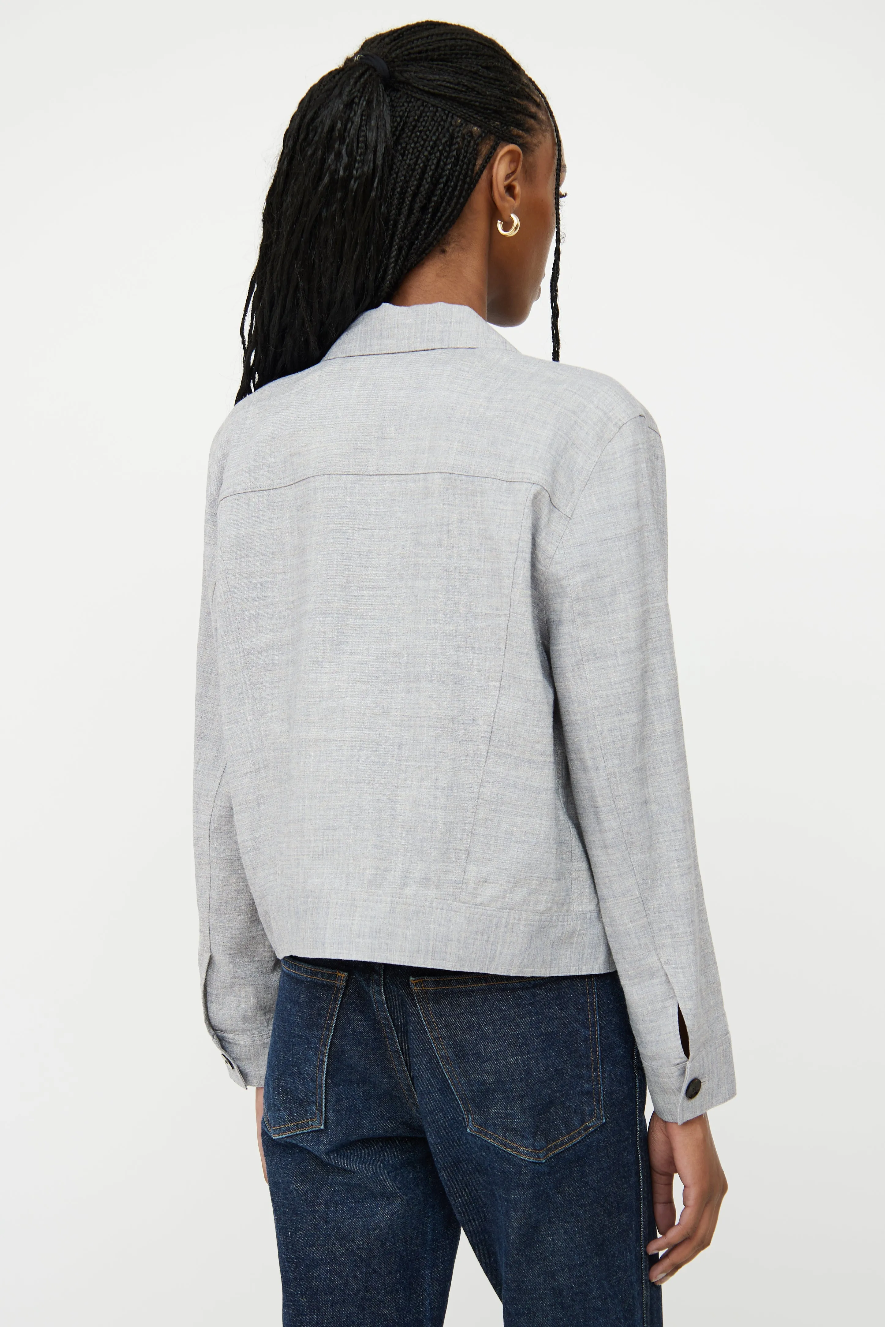 Light Grey Linen Cropped Jacket