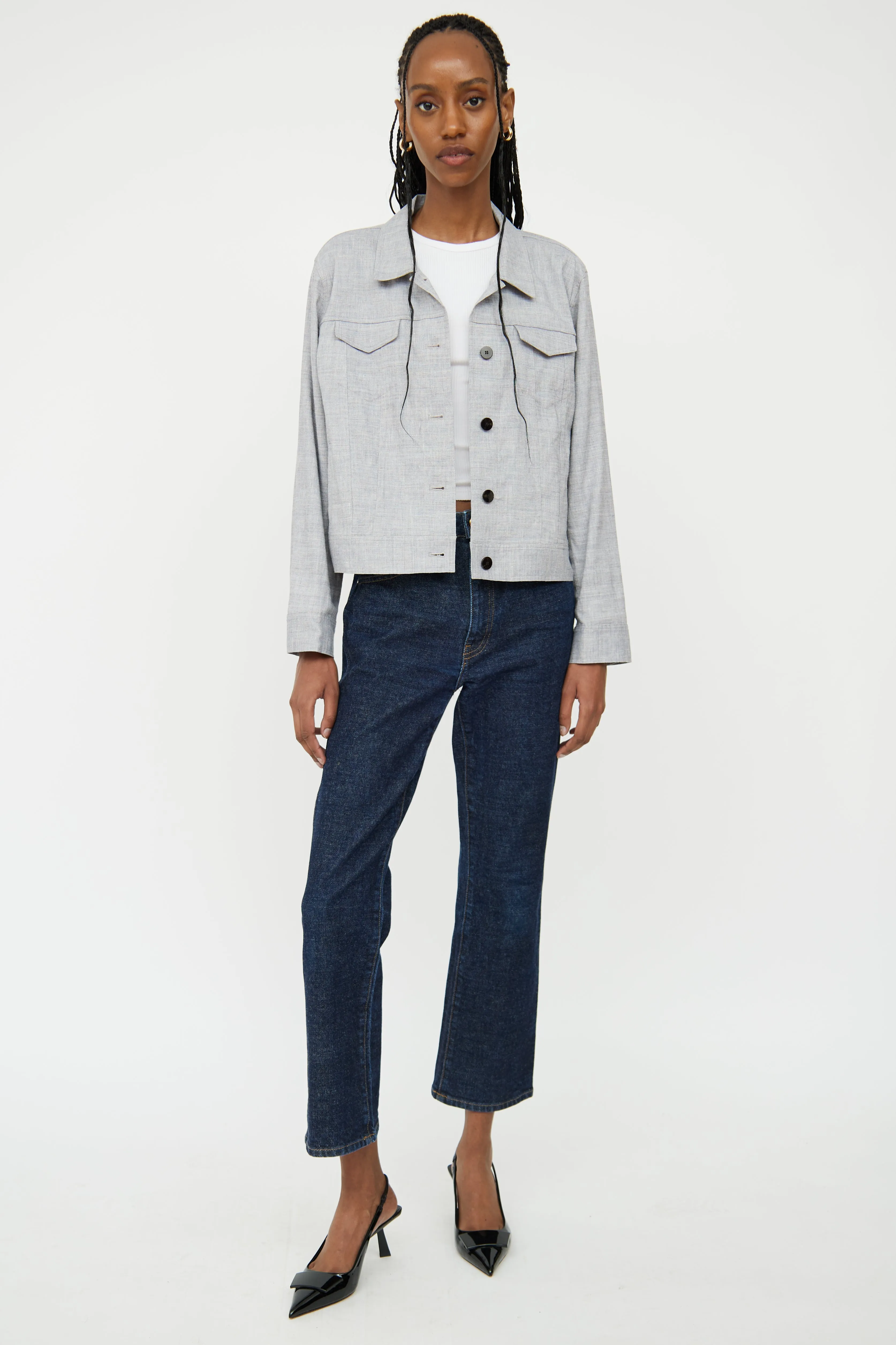 Light Grey Linen Cropped Jacket