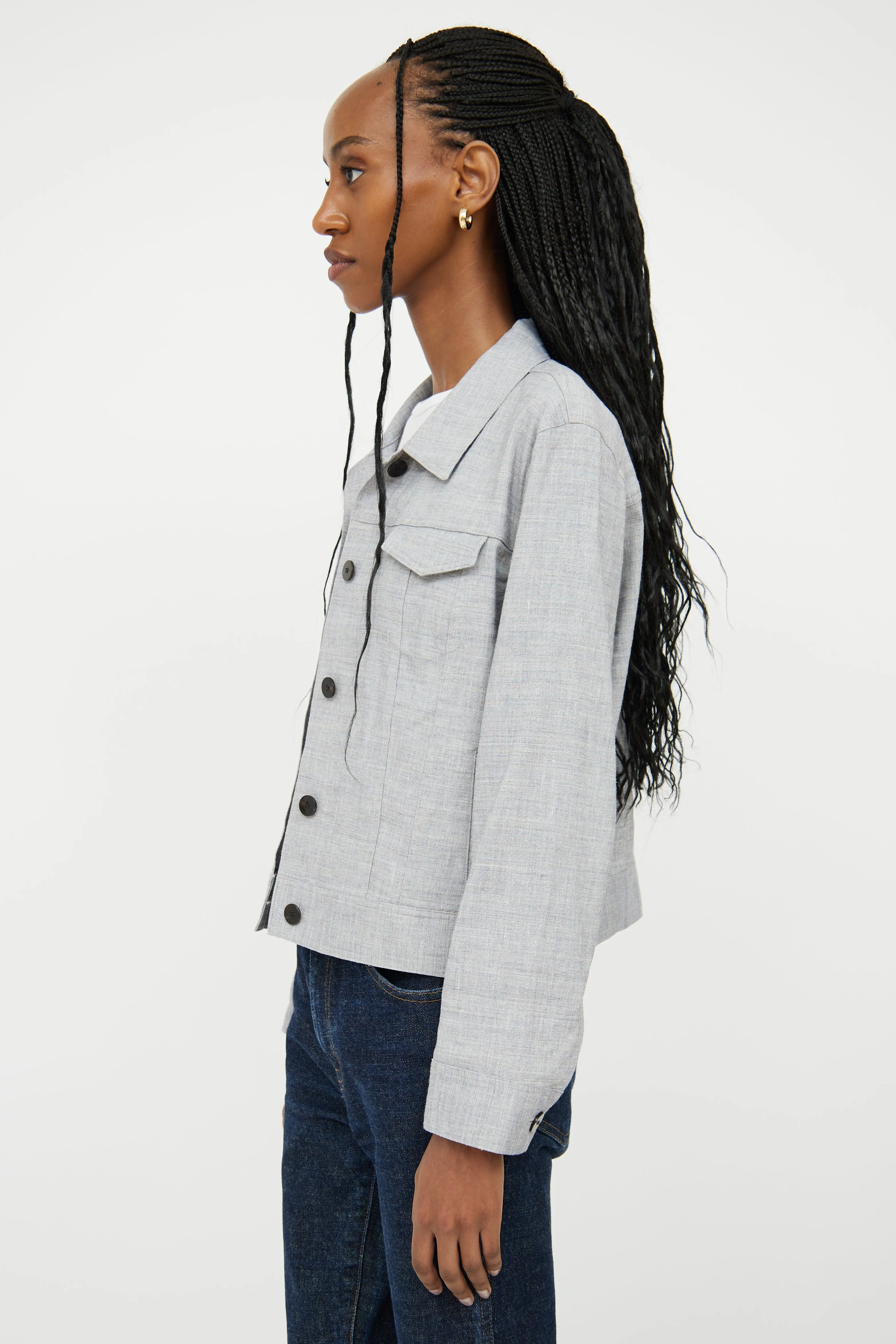 Light Grey Linen Cropped Jacket