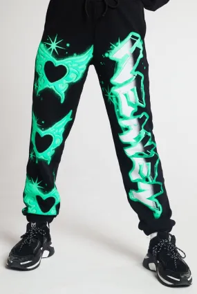 Lime Butterfly Print Joggers