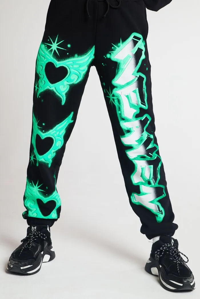 Lime Butterfly Print Joggers