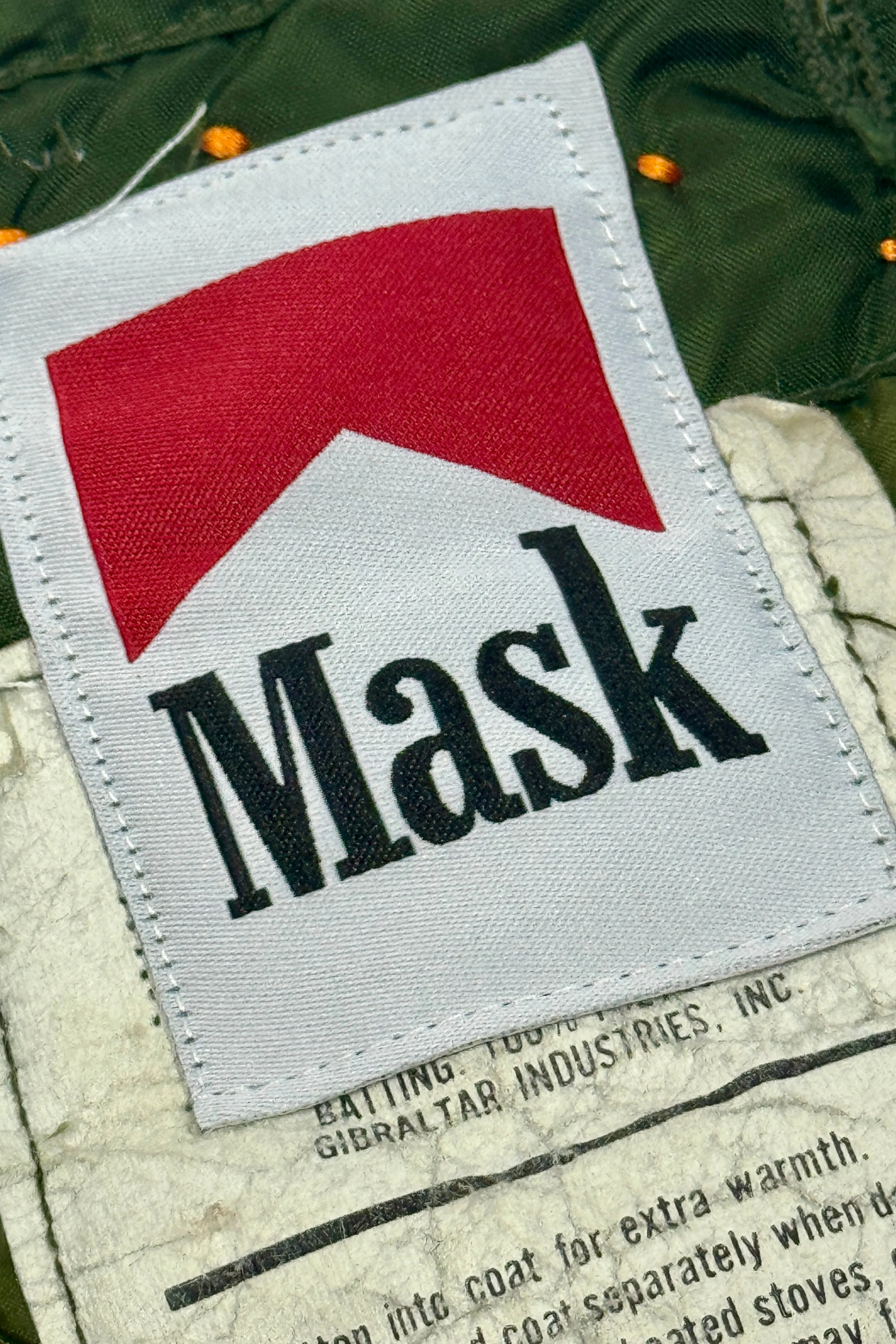 MASK “FLOWER BOMB” HAND CHAINSTITCHED CROPPED MILITARY LINER JACKET SMALL