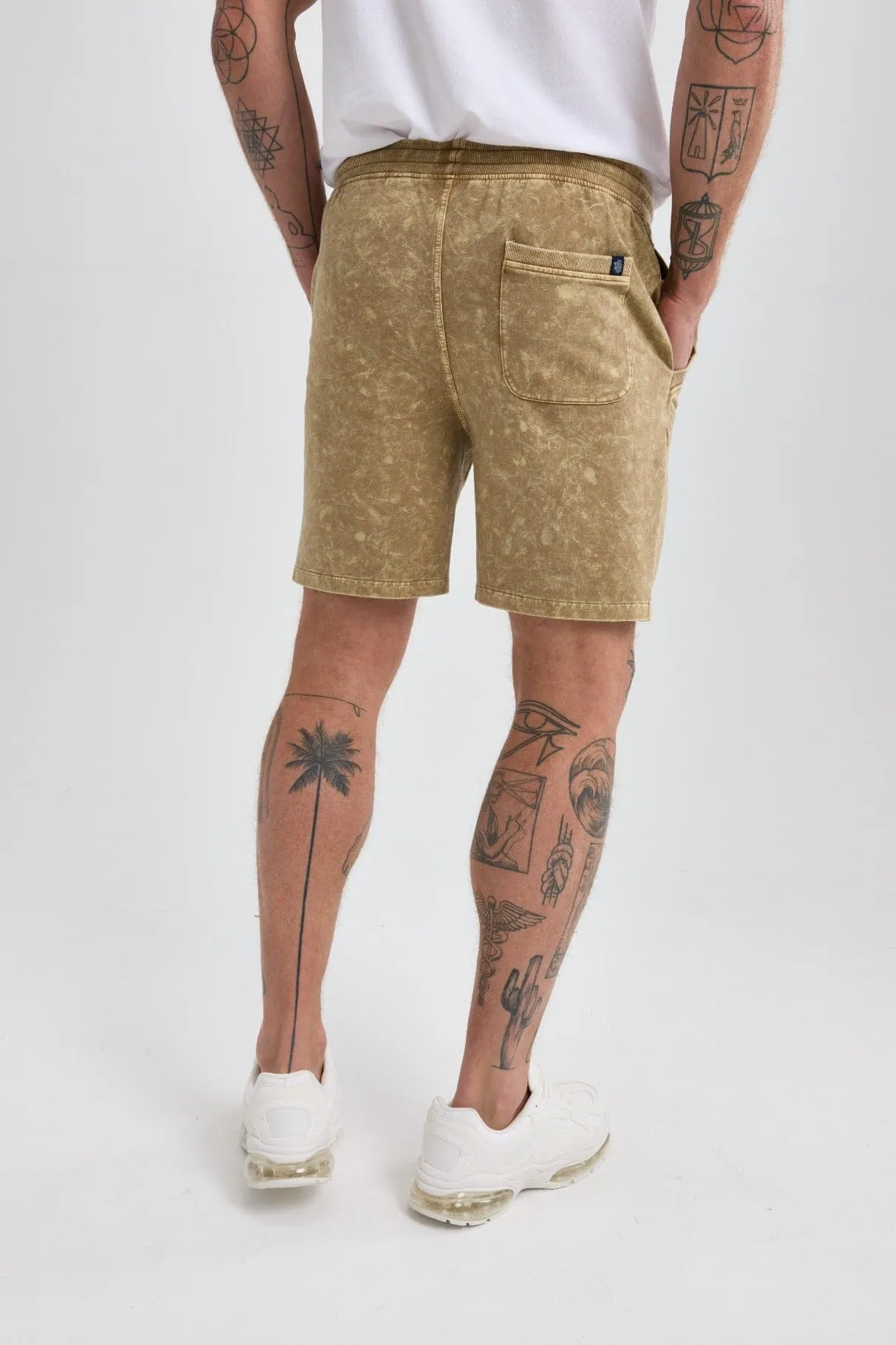 Olive Acid-Washed Short