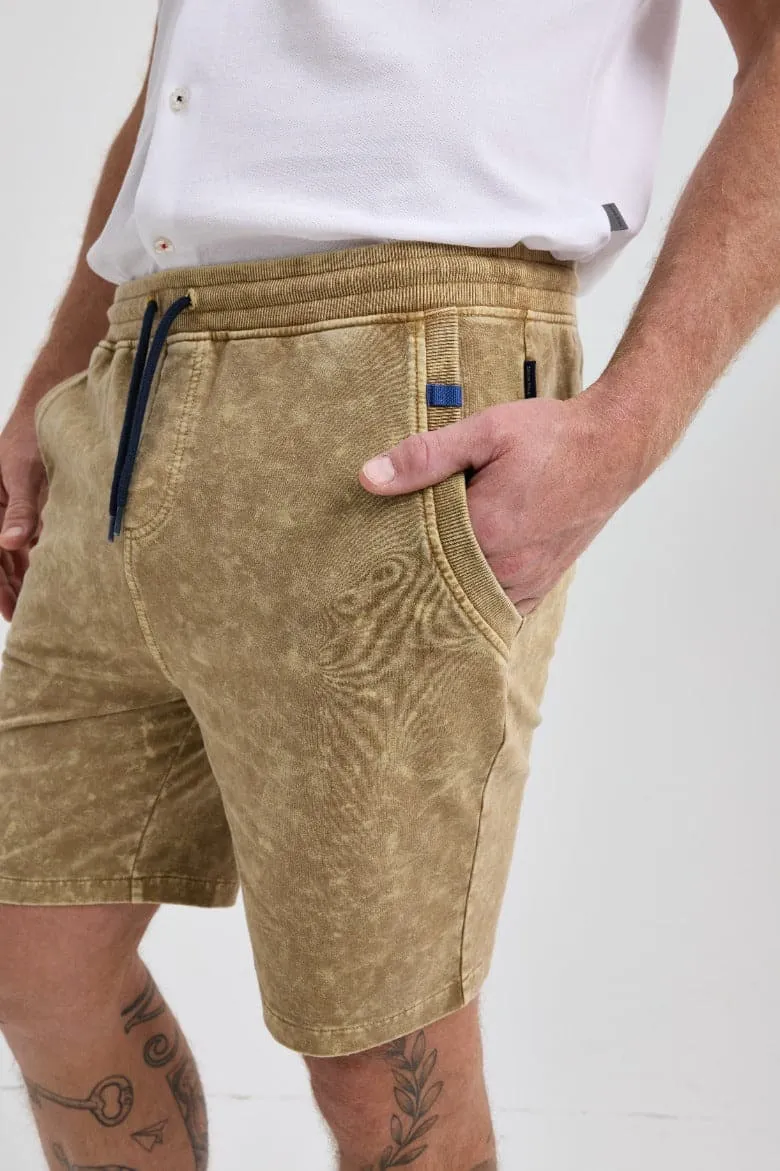 Olive Acid-Washed Short